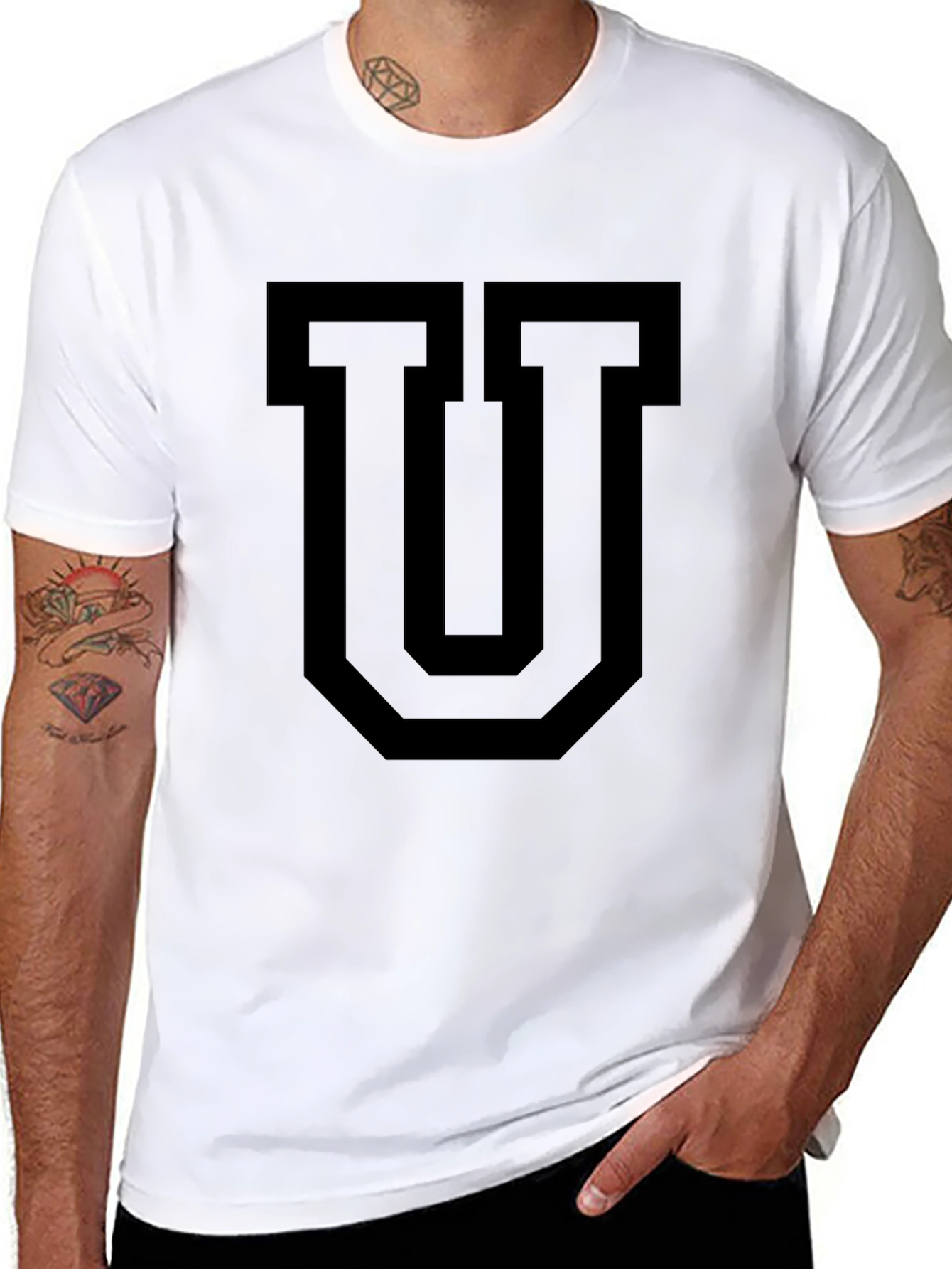 Black T-Shirt with Bold Letter U