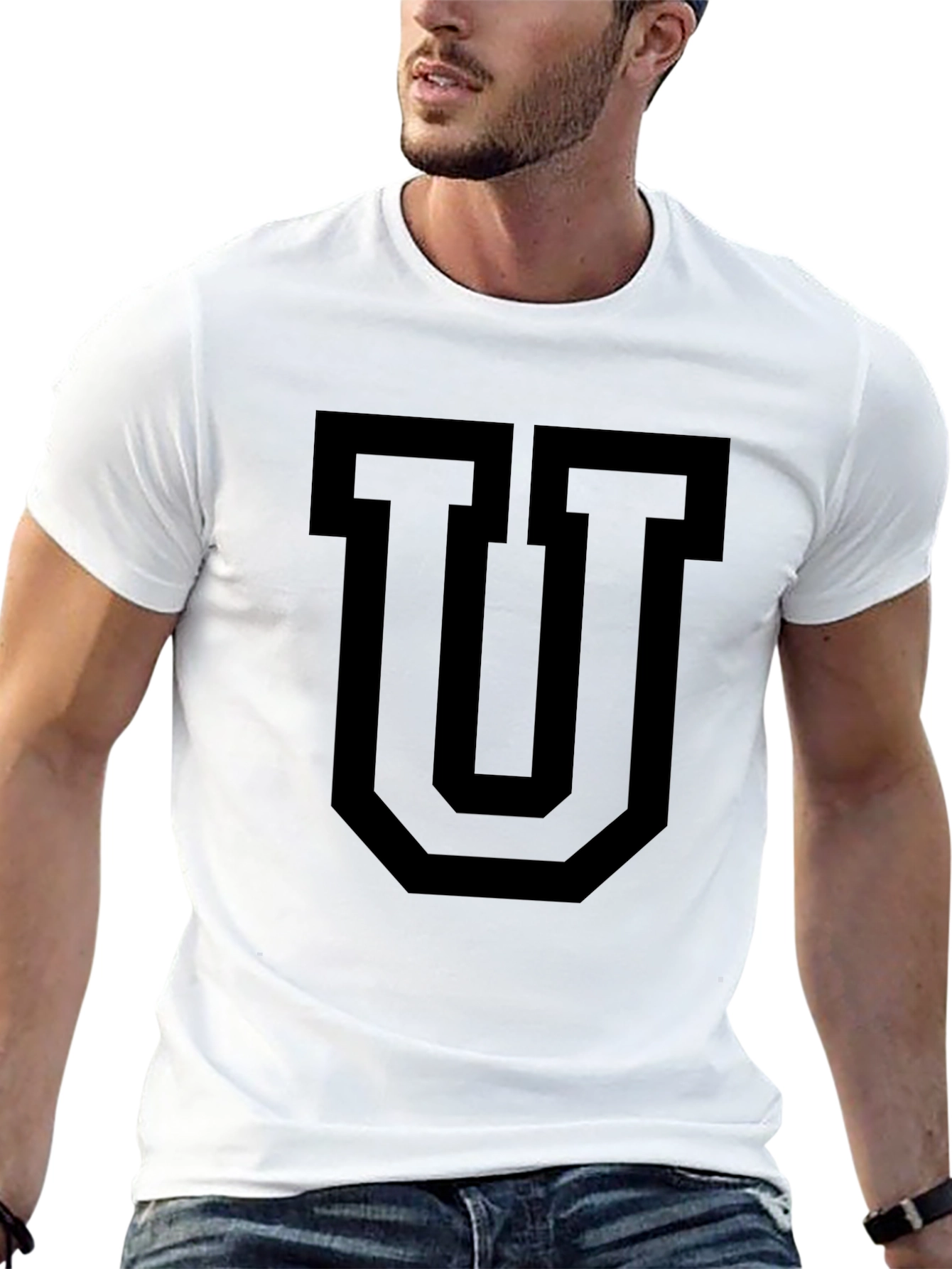 Black T-Shirt with Bold Letter U