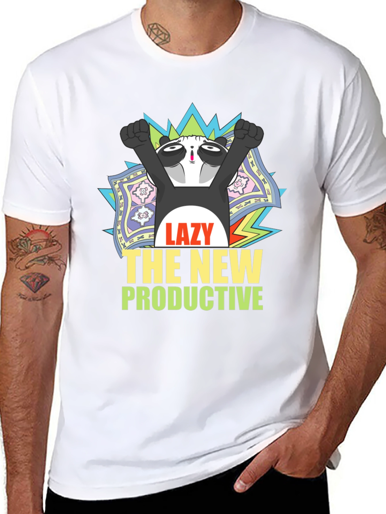Lazy Panda Graphic T-Shirt - Unisex Black Tee