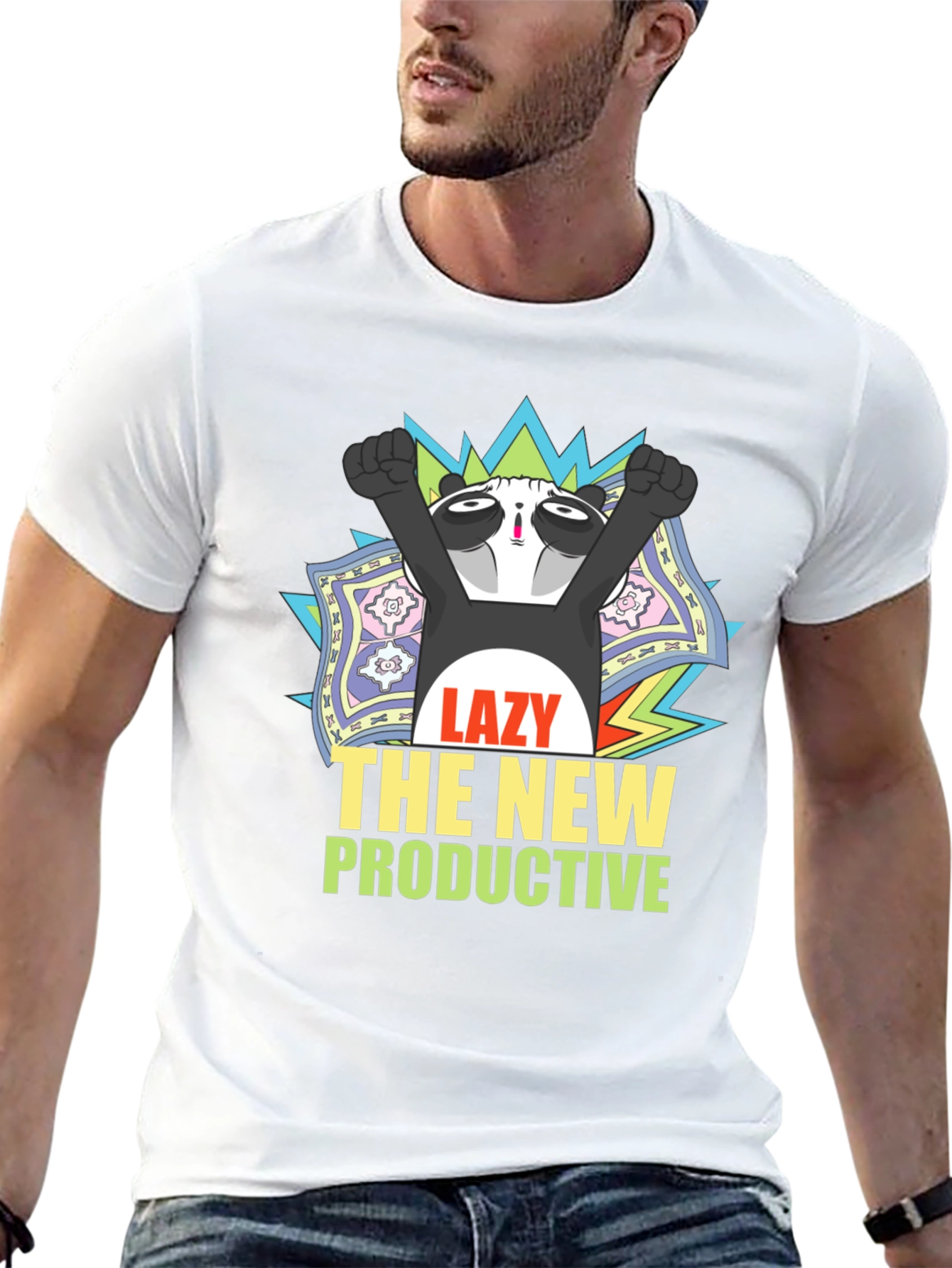 Lazy Panda Graphic T-Shirt - Unisex Black Tee