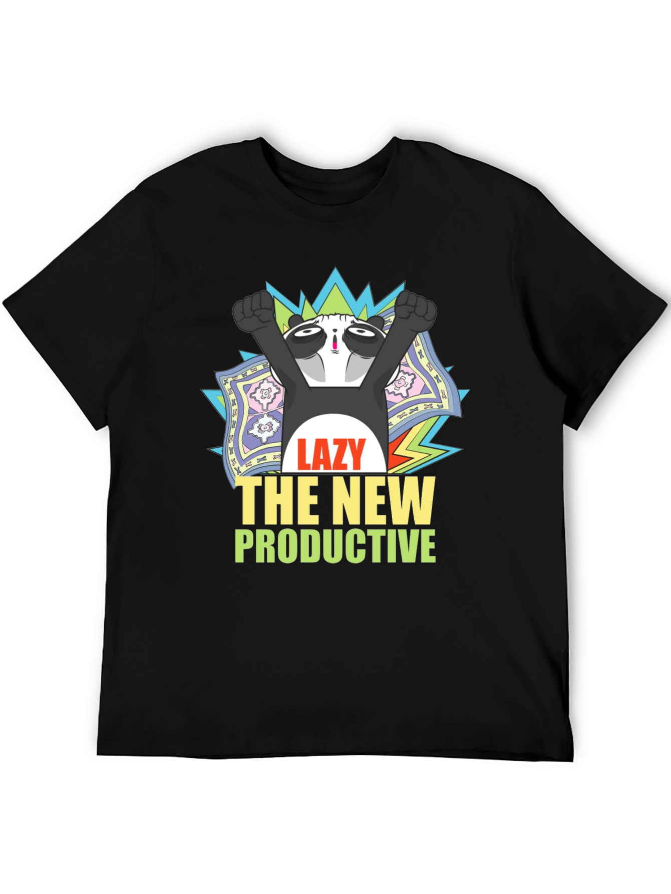 Lazy Panda Graphic T-Shirt - Unisex Black Tee