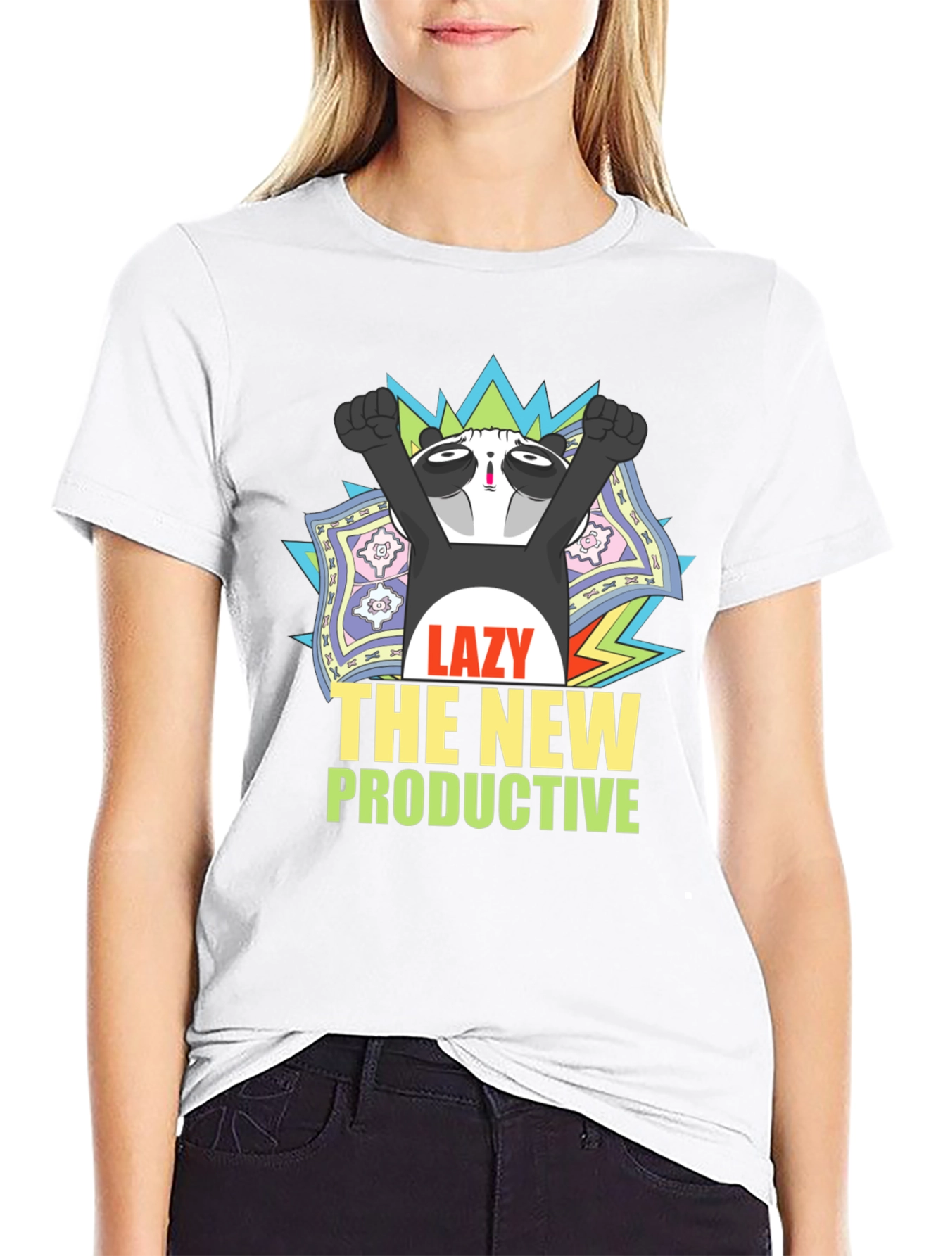 Lazy Panda Graphic T-Shirt - Unisex Black Tee