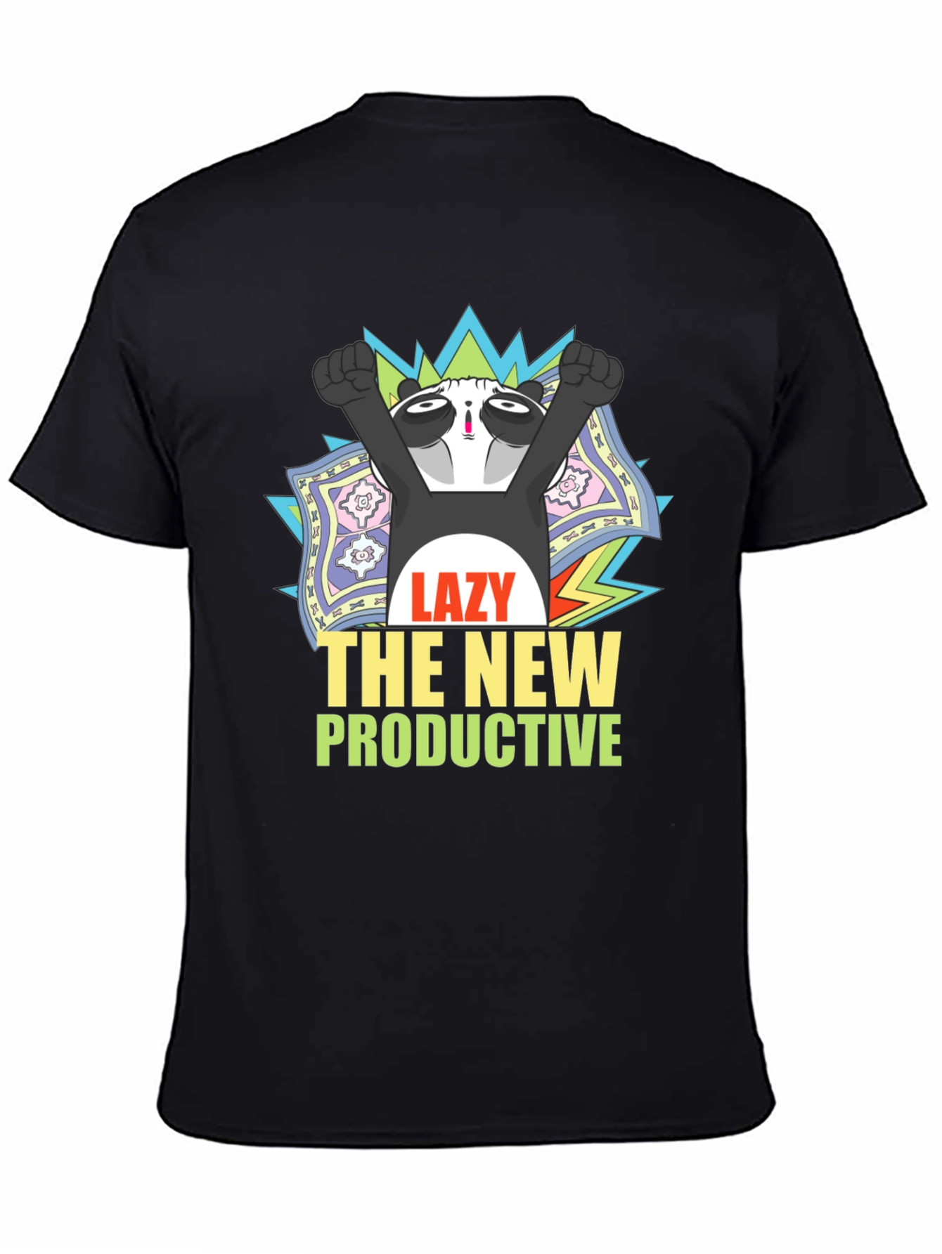 Lazy Panda Graphic T-Shirt - Unisex Black Tee