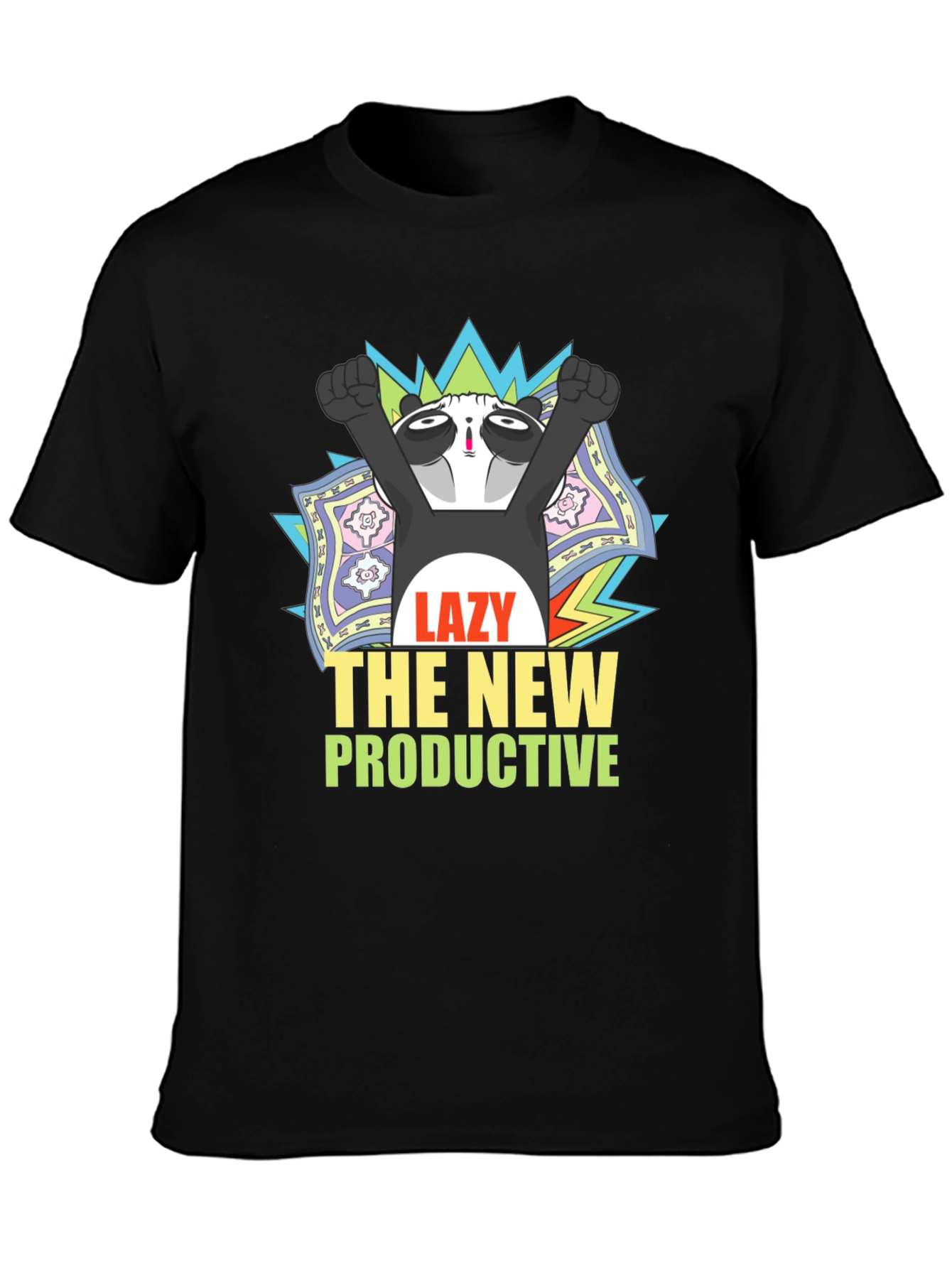 Lazy Panda Graphic T-Shirt - Unisex Black Tee