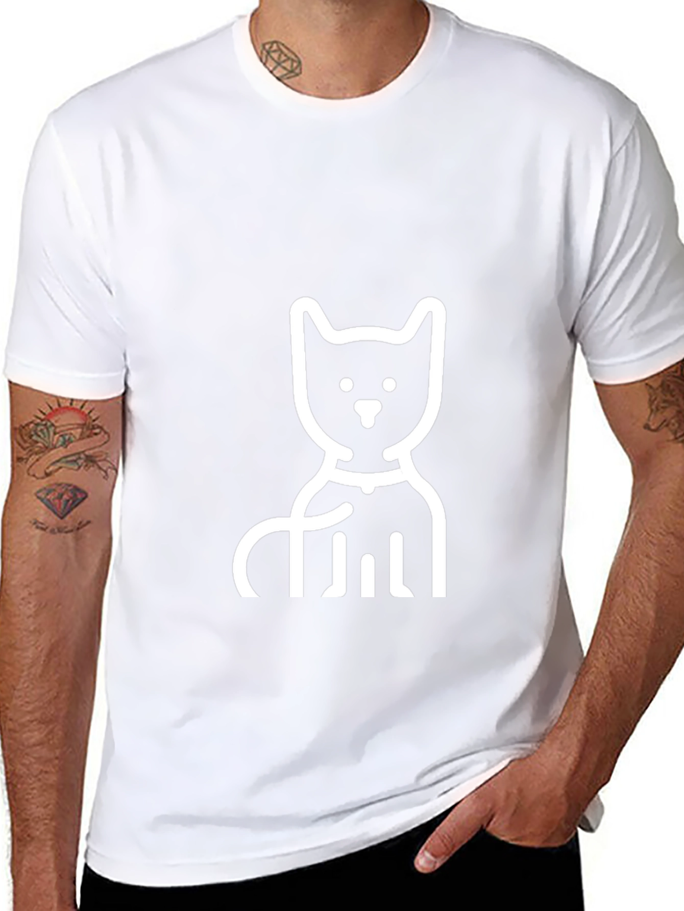 Cat Graphic Black T-Shirt - Cute Animal Tee