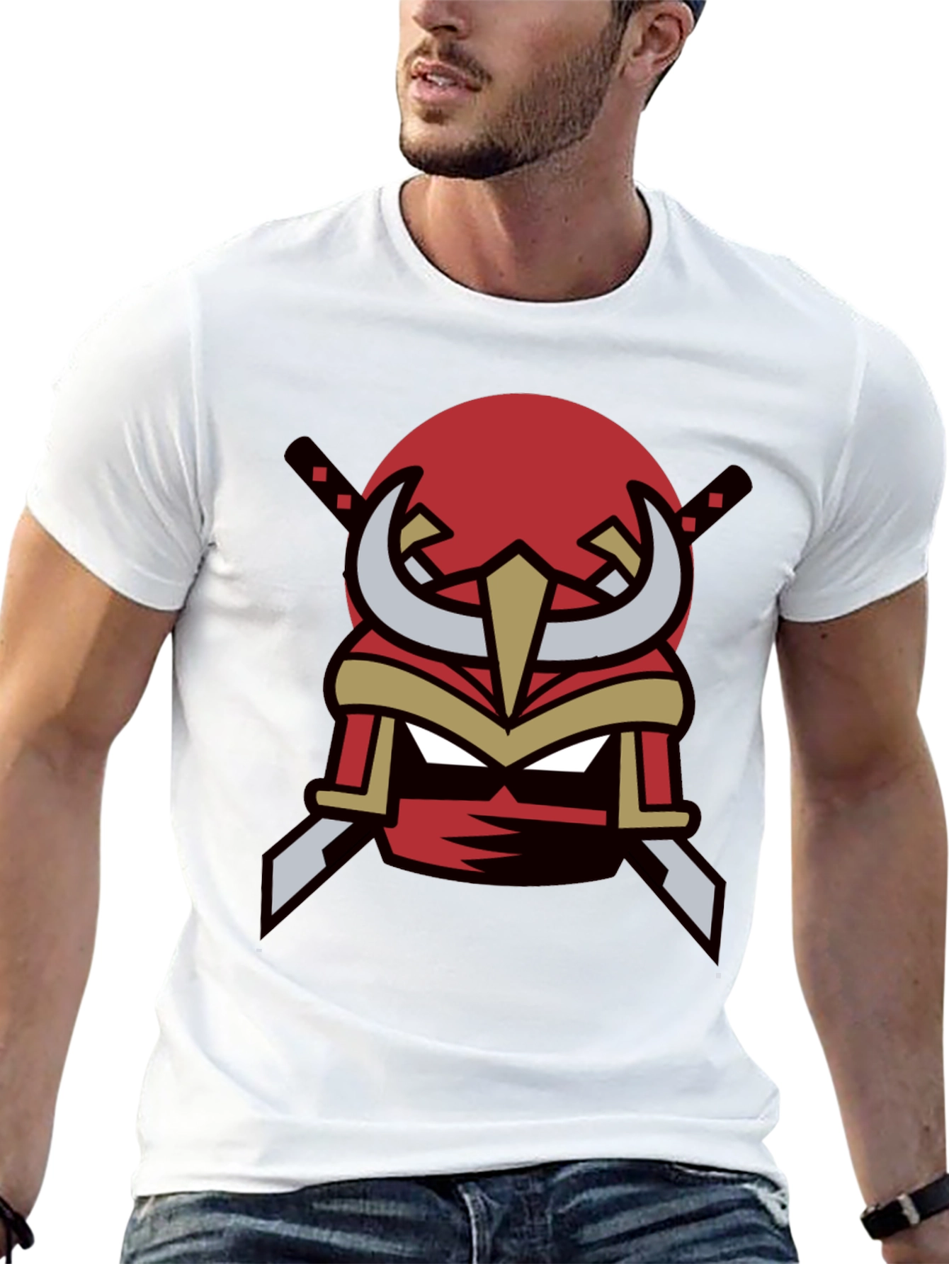 Red Ninja Mask Graphic Tee - Cool Samurai Style