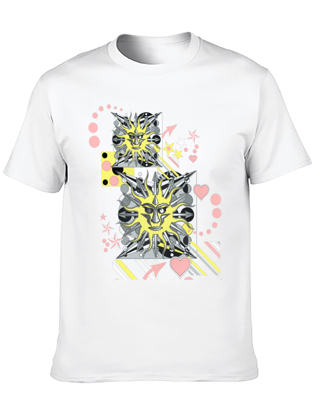 Graphic Print T-Shirt with Sun Face Motif