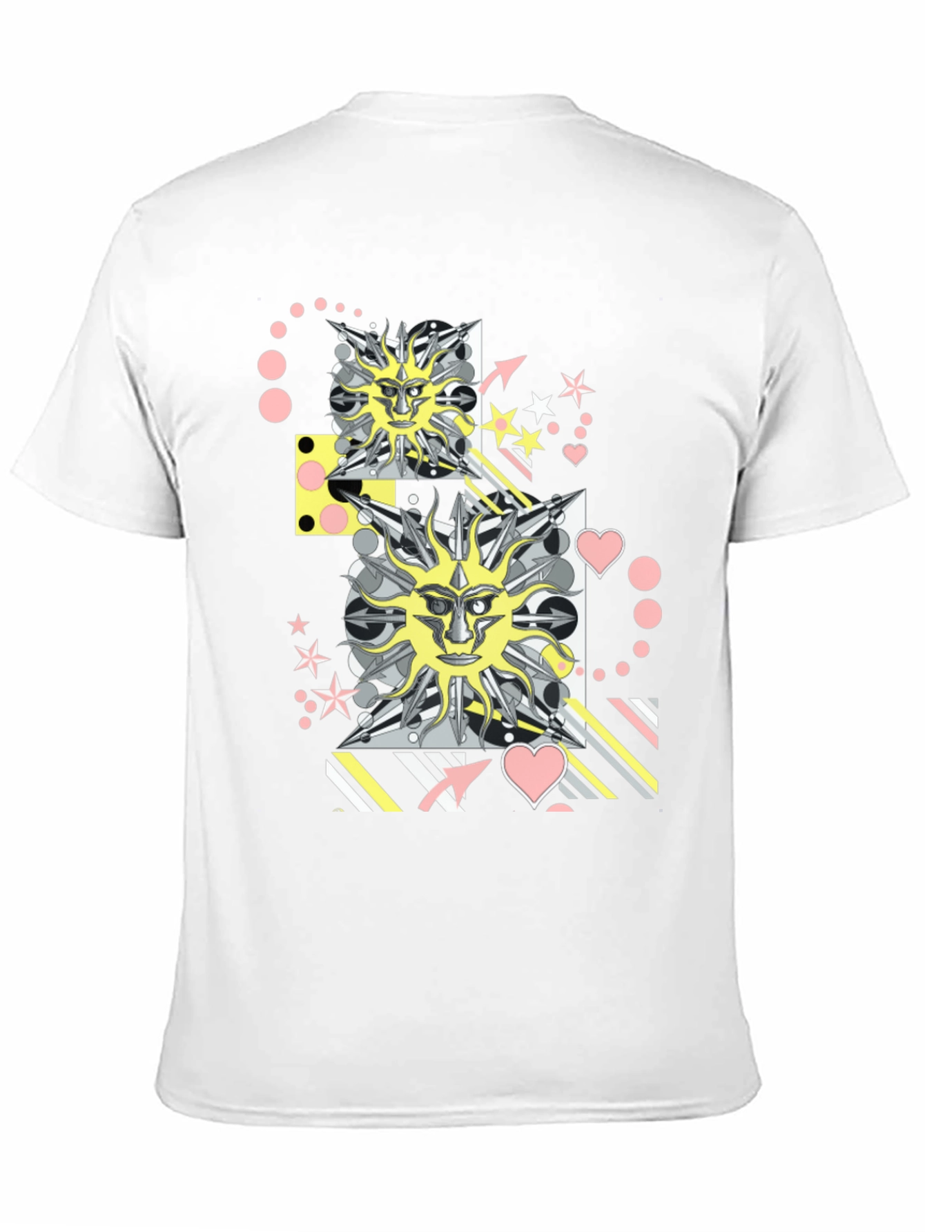 Graphic Print T-Shirt with Sun Face Motif
