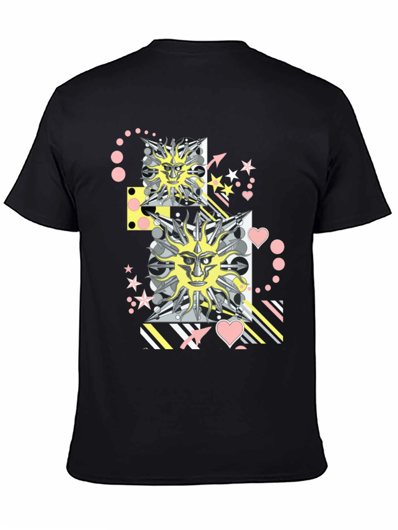 Graphic Print T-Shirt with Sun Face Motif