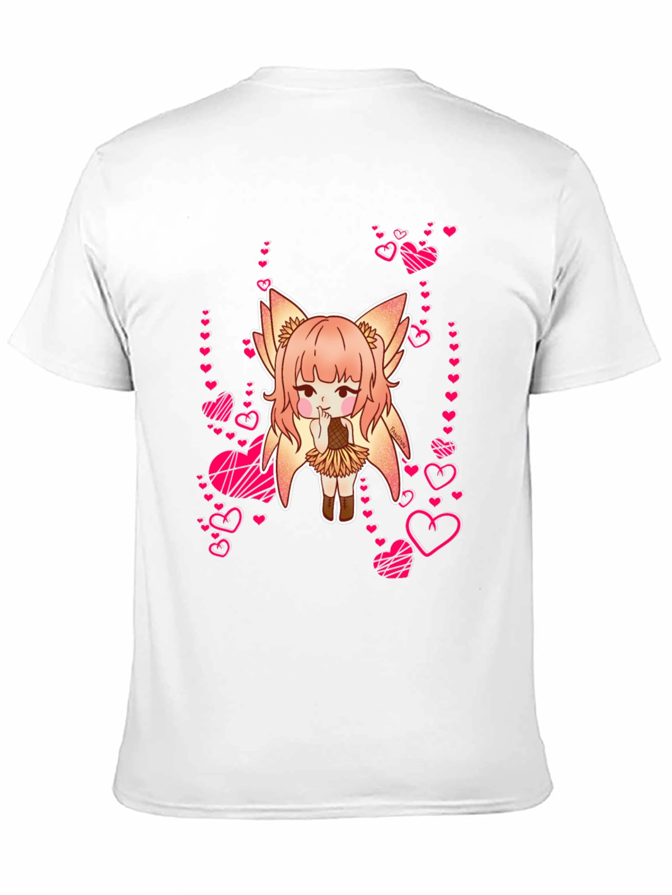 Anime Girl with Hearts Black T-Shirt