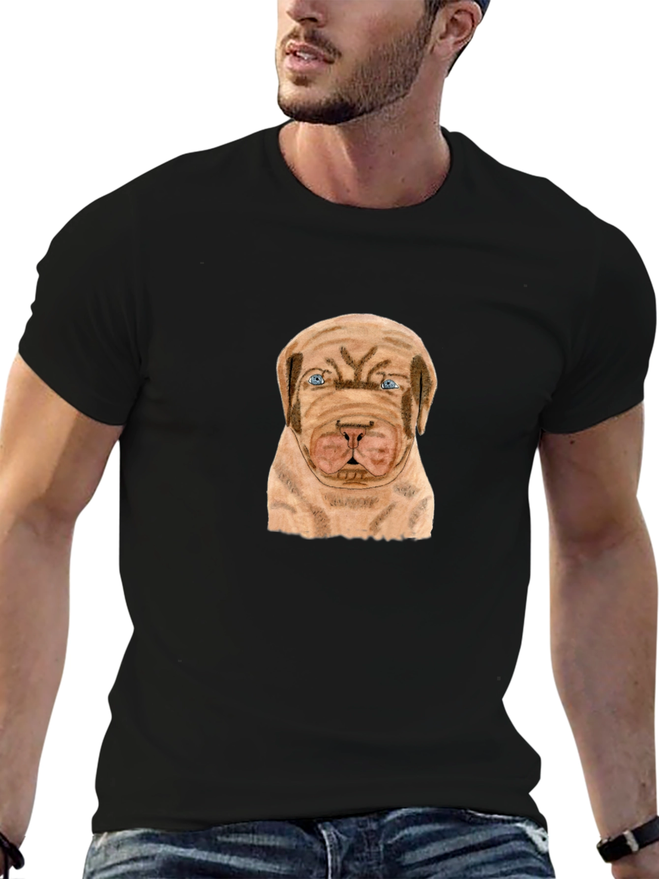 Dog Graphic T-Shirt - Casual Black Tee
