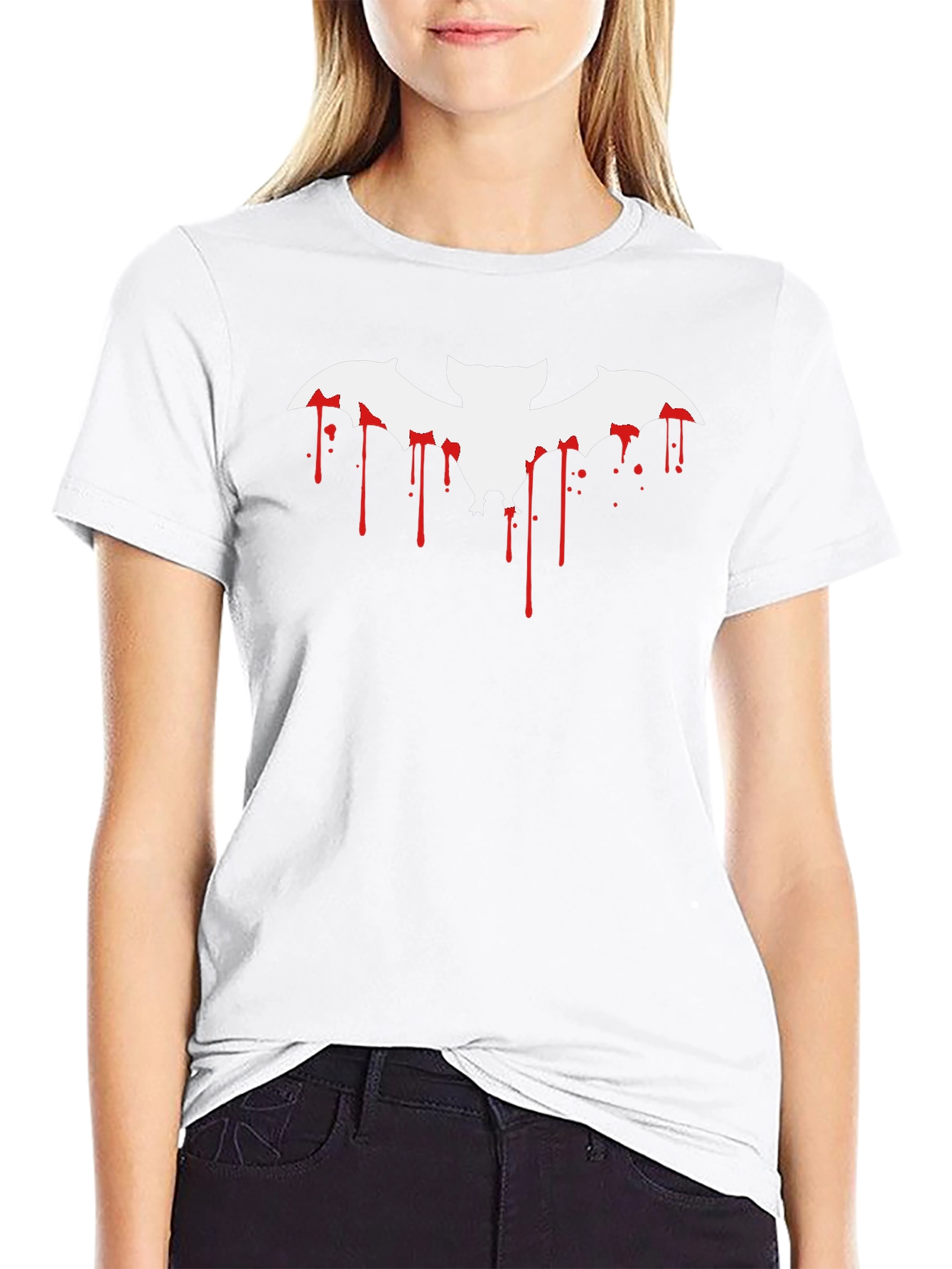 Halloween Blood Drip Bat Graphic T-Shirt