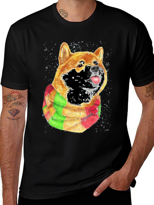 Shiba Inu Dog Scarf Graphic T-Shirt