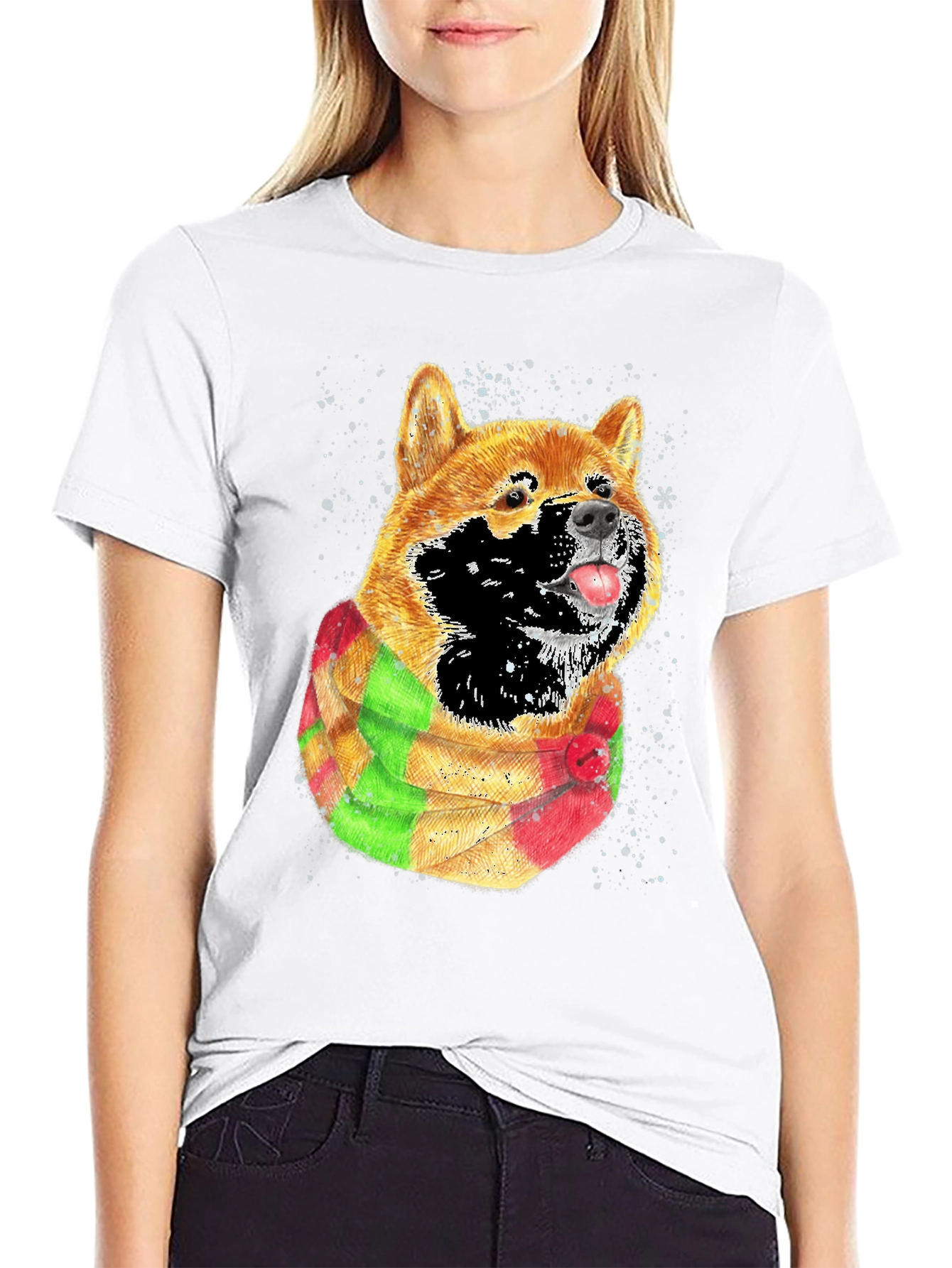 Shiba Inu Dog Scarf Graphic T-Shirt