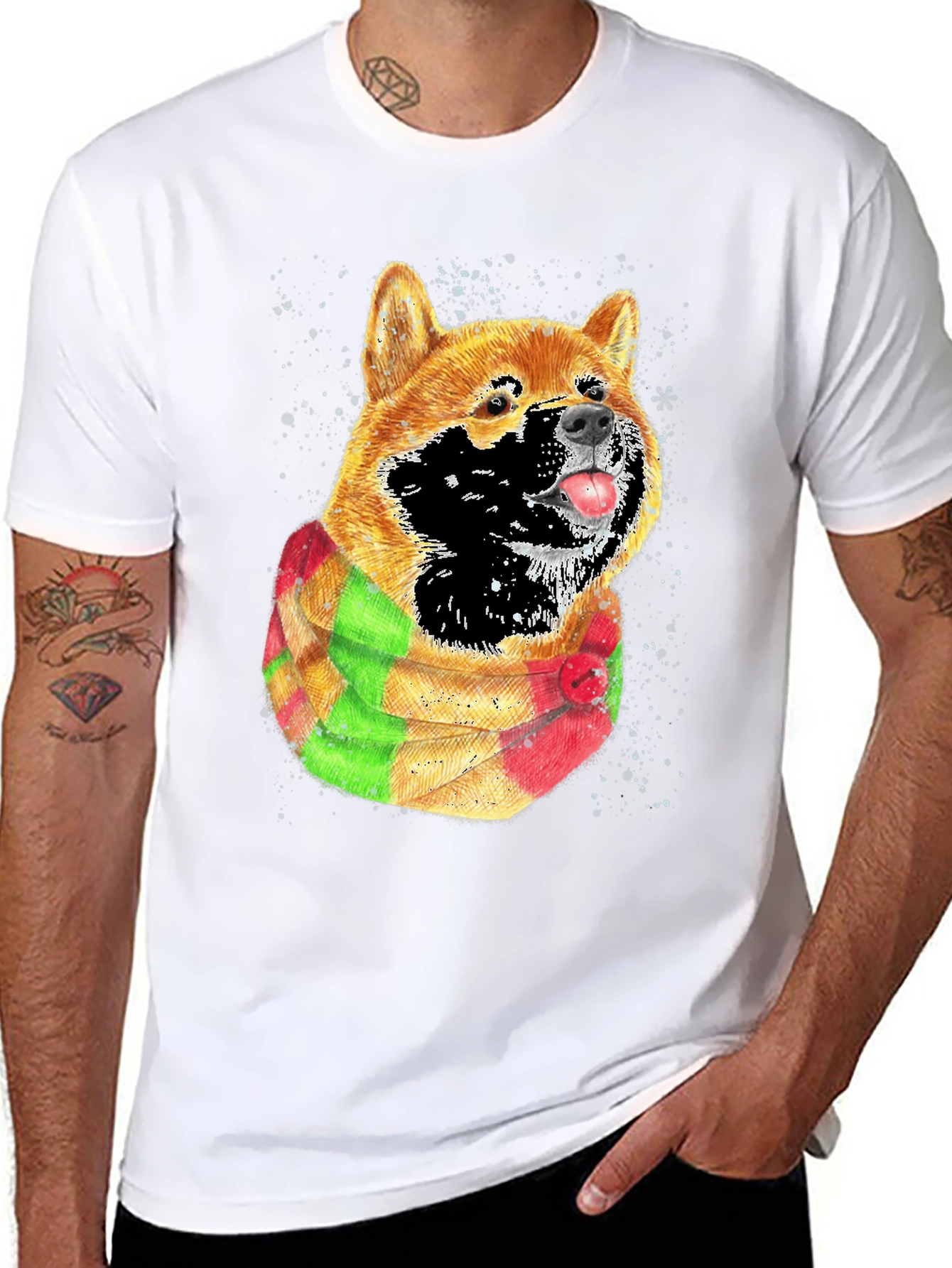 Shiba Inu Dog Scarf Graphic T-Shirt