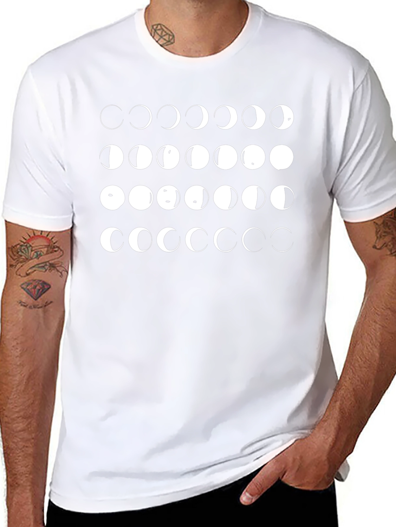 Lunar Phase Graphic Tee - Black Cotton