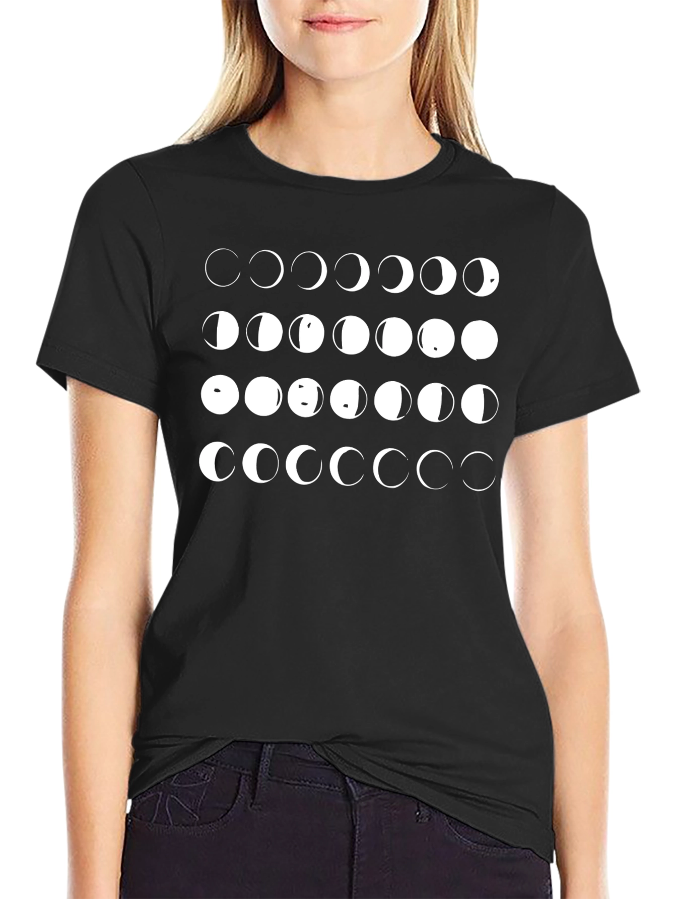 Lunar Phase Graphic Tee - Black Cotton