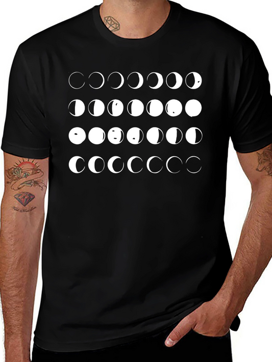 Lunar Phase Graphic Tee - Black Cotton