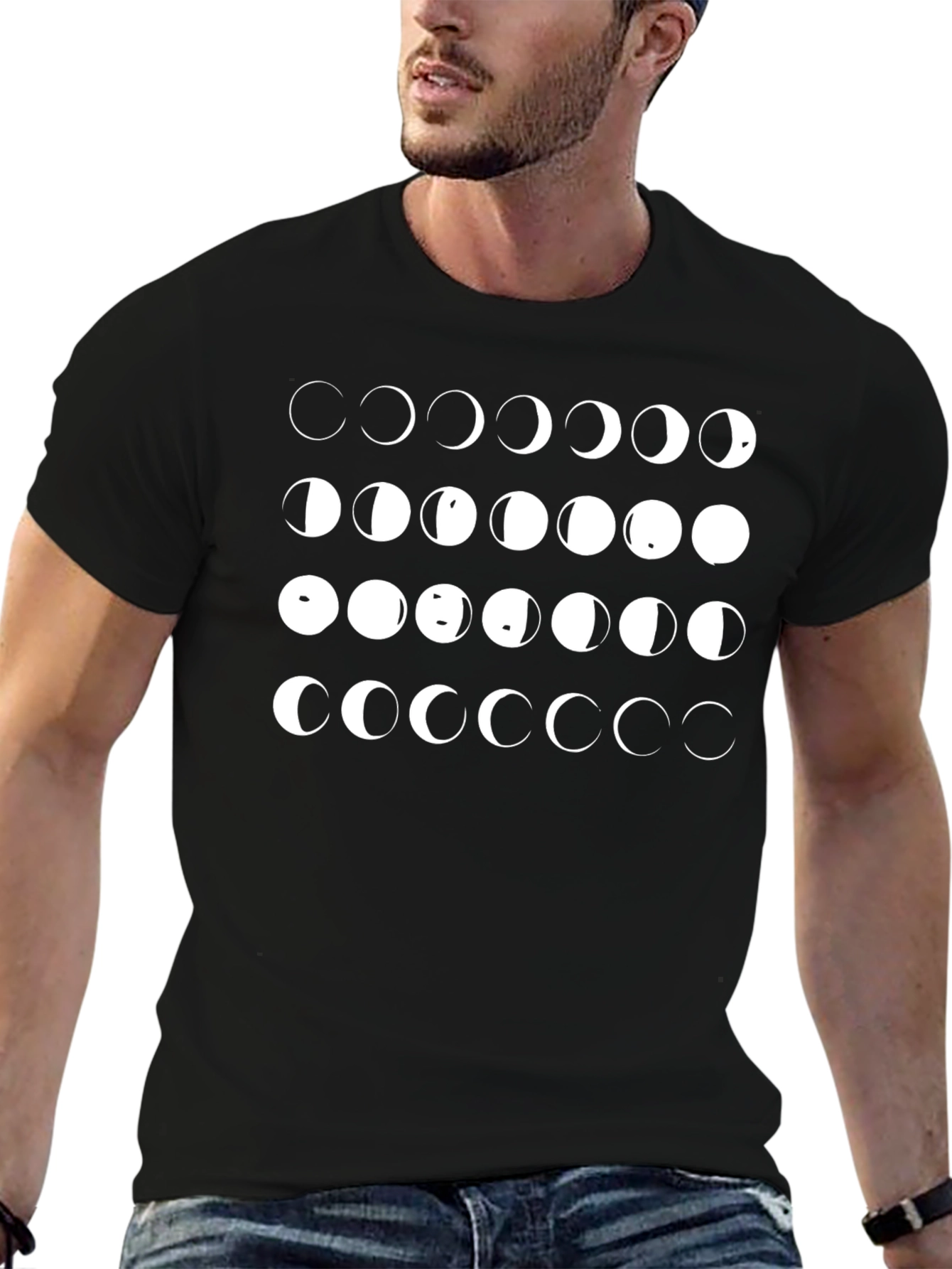 Lunar Phase Graphic Tee - Black Cotton
