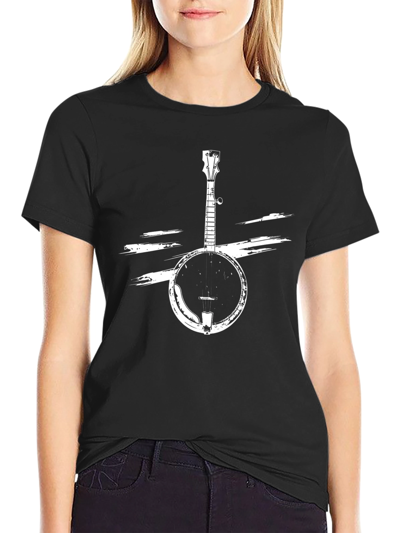 Banjo Graphic T-Shirt - Black Crew Neck Tee