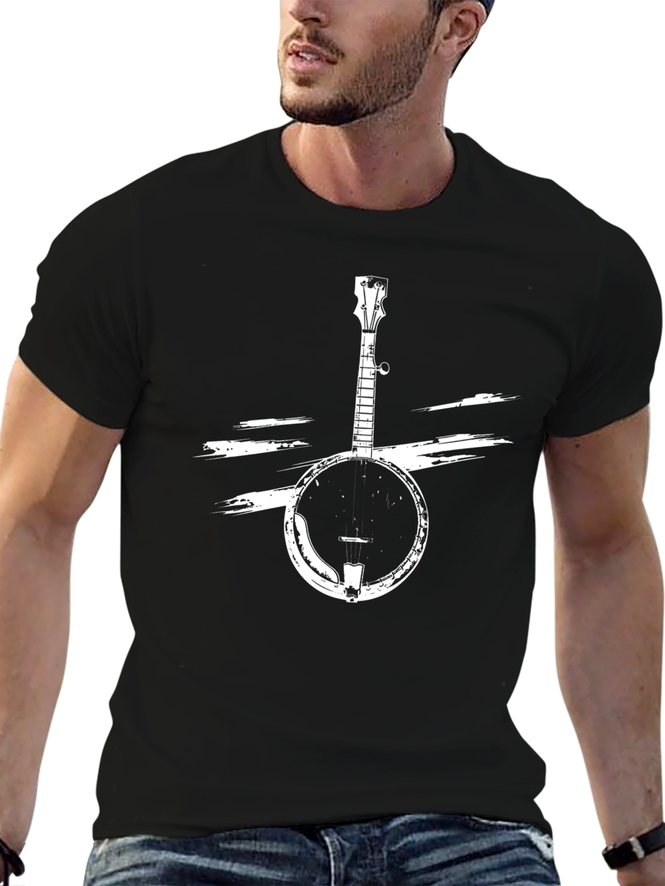 Banjo Graphic T-Shirt - Black Crew Neck Tee