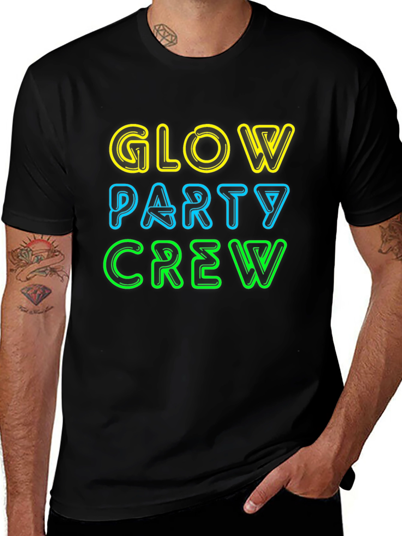 Glow Party Crew Neon Graphic Tee