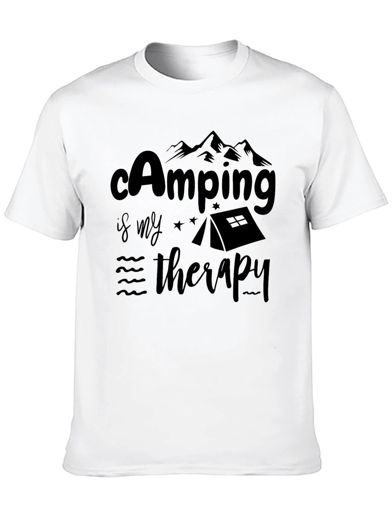 Camping is My Therapy Black T-Shirt