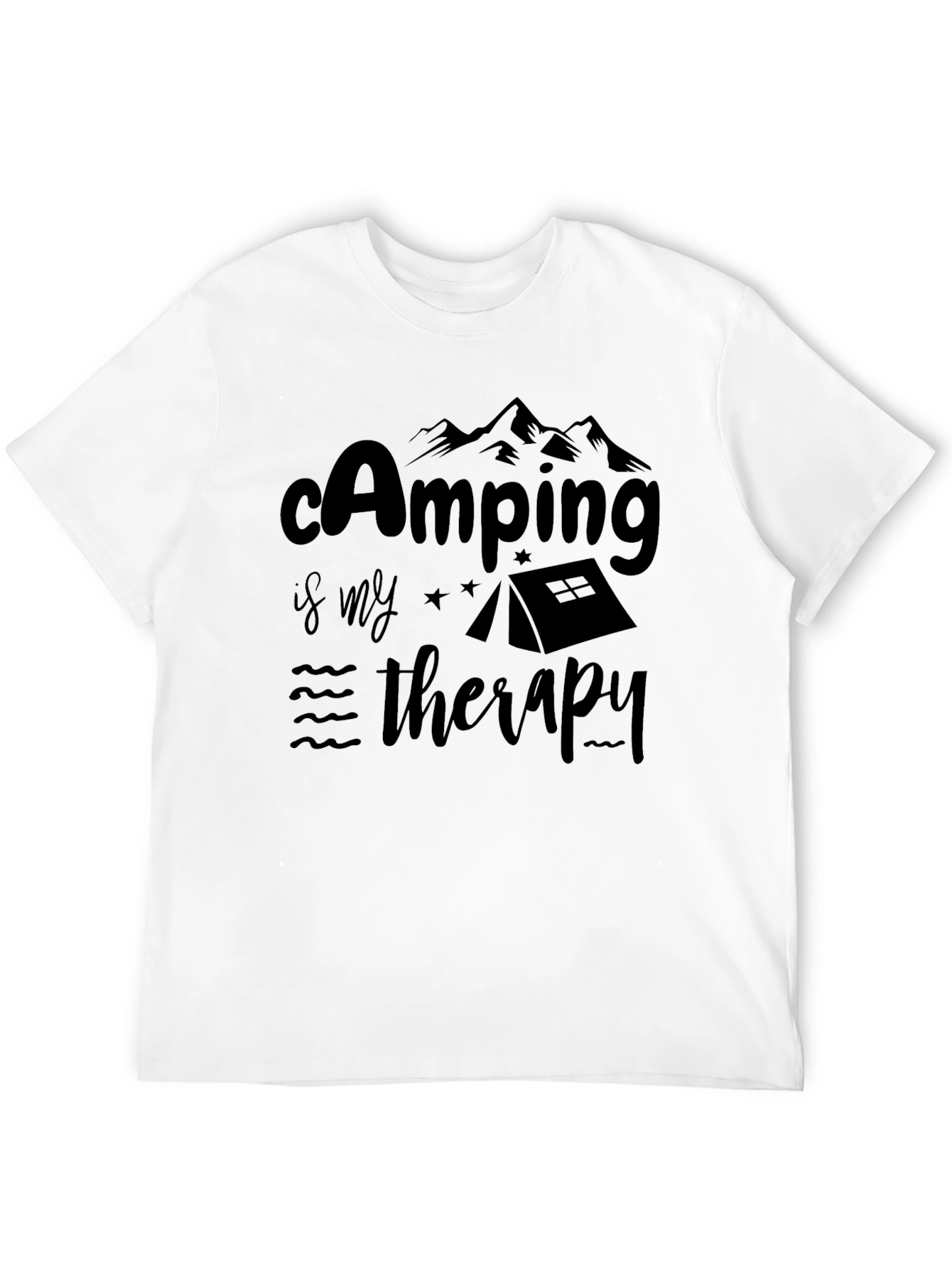 Camping is My Therapy Black T-Shirt