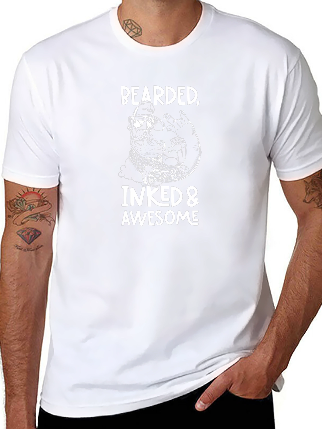 Bearded Inked & Awesome Graphic T-Shirt
