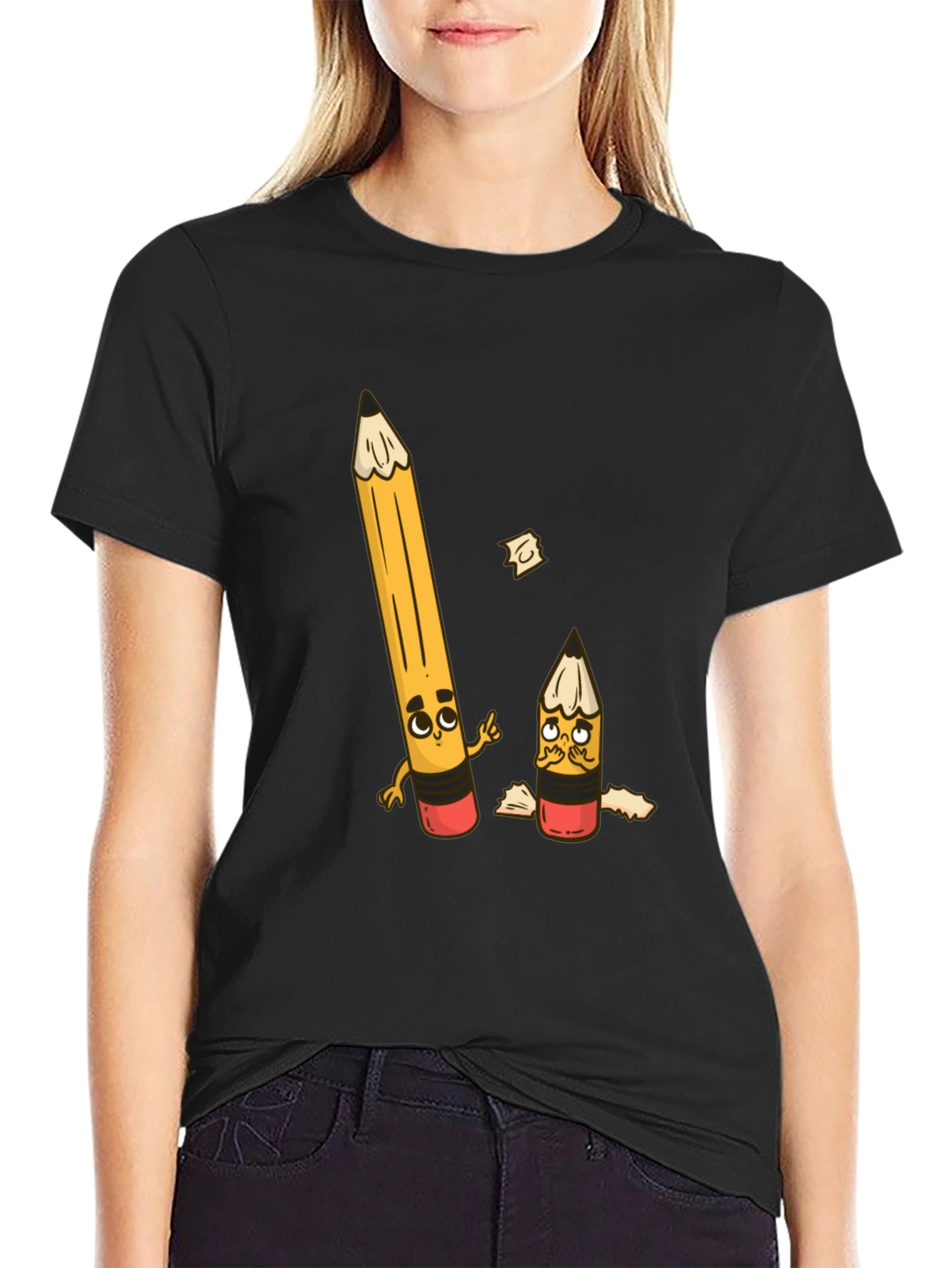 Funny Pencil Graphic T-Shirt - Black Cotton Tee