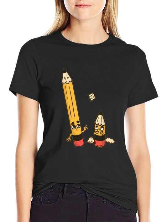 Funny Pencil Graphic T-Shirt - Black Cotton Tee
