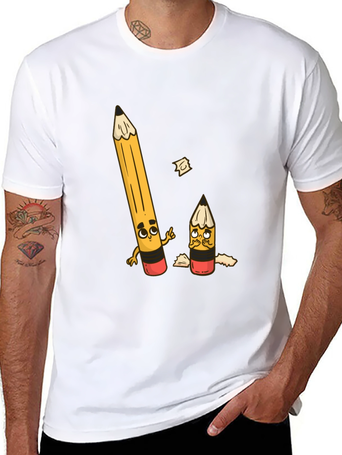 Funny Pencil Graphic T-Shirt - Black Cotton Tee