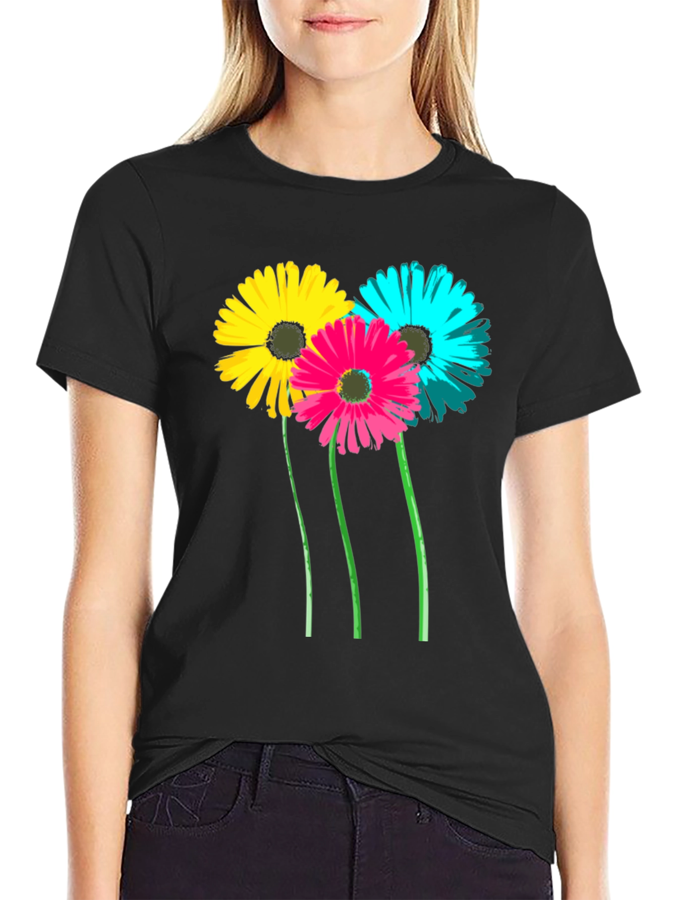 Floral Graphic Tee - Black