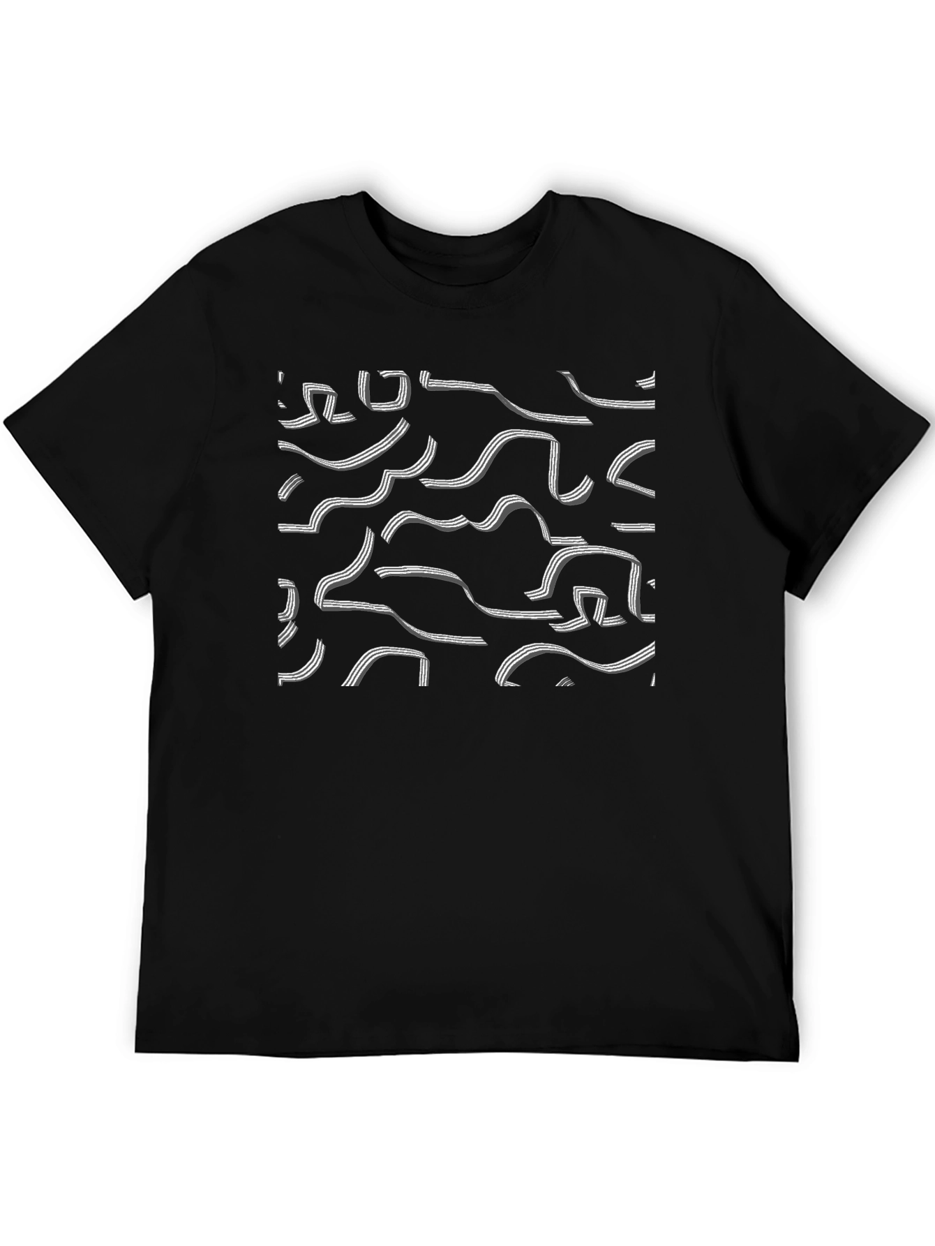 Abstract Graphic Print Black Tee
