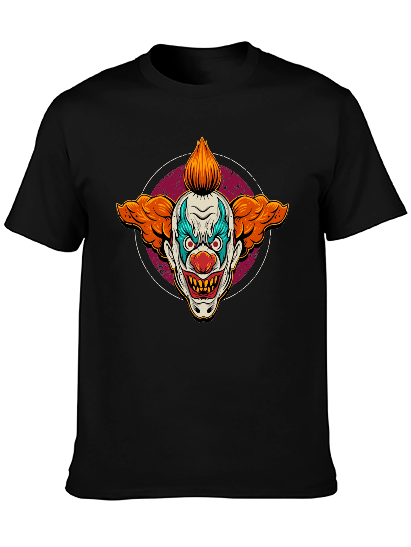 Scary Clown Graphic Print Black T-Shirt