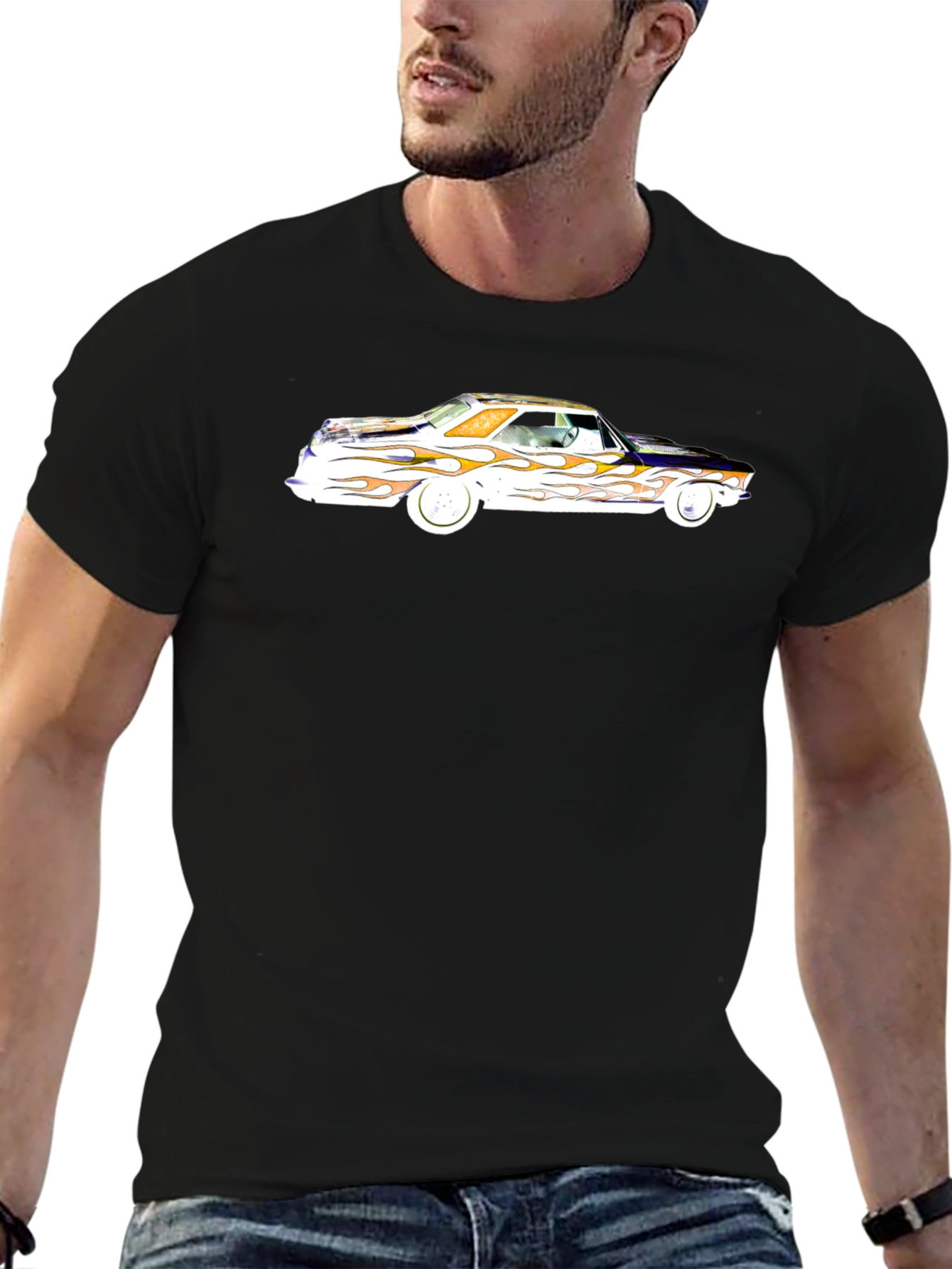Classic Car Flames Graphic Tee - Cool Style