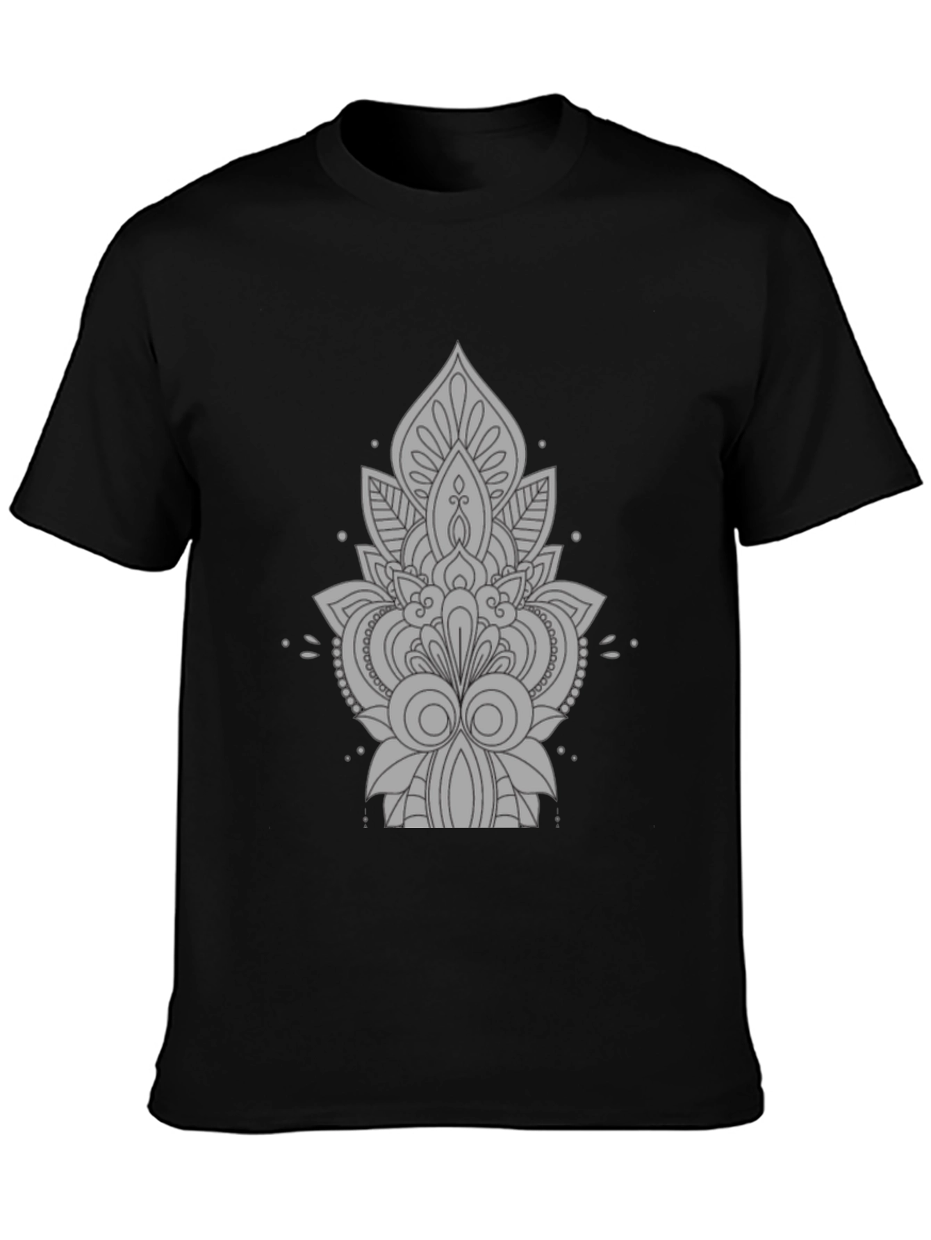 Black Tee with Gray Ornamental Design