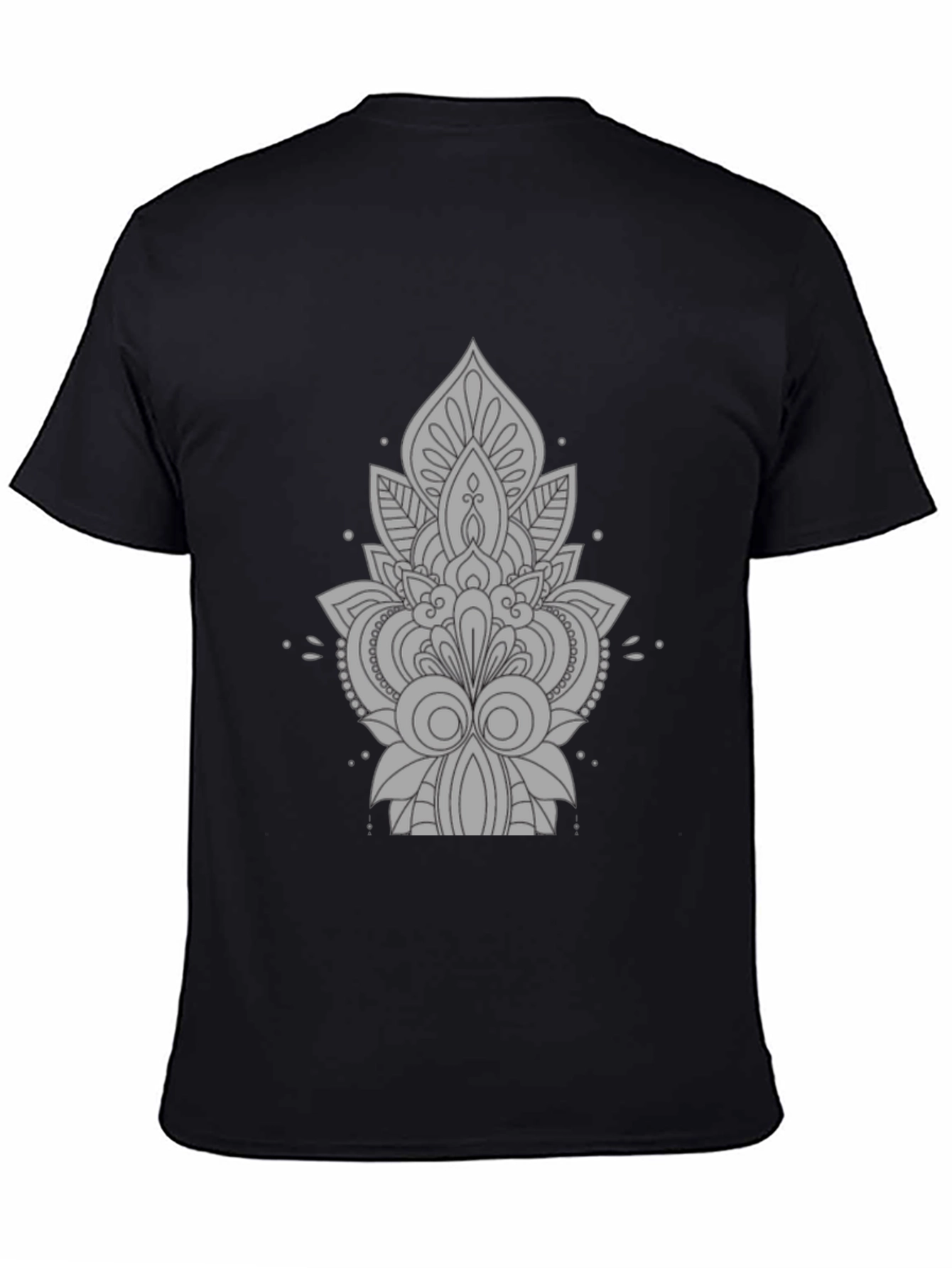 Black Tee with Gray Ornamental Design