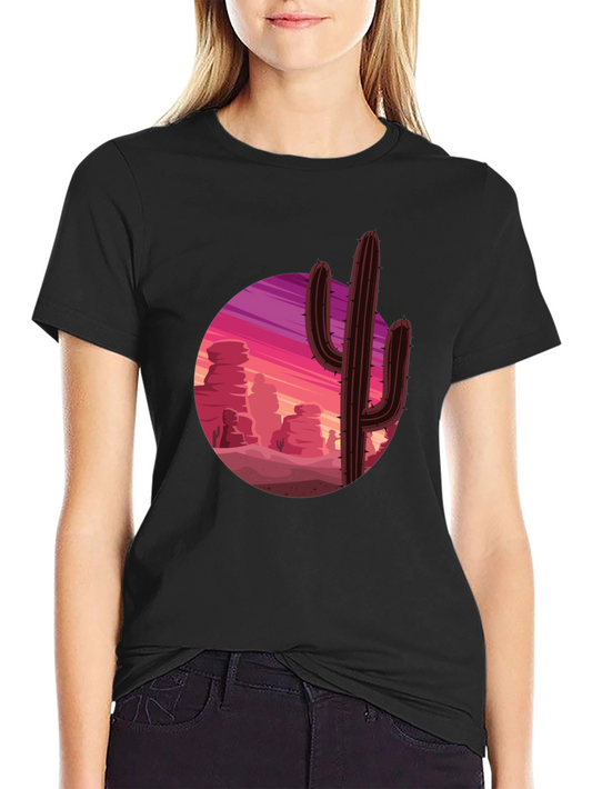 Cactus Desert Sunset Graphic Tee - Black