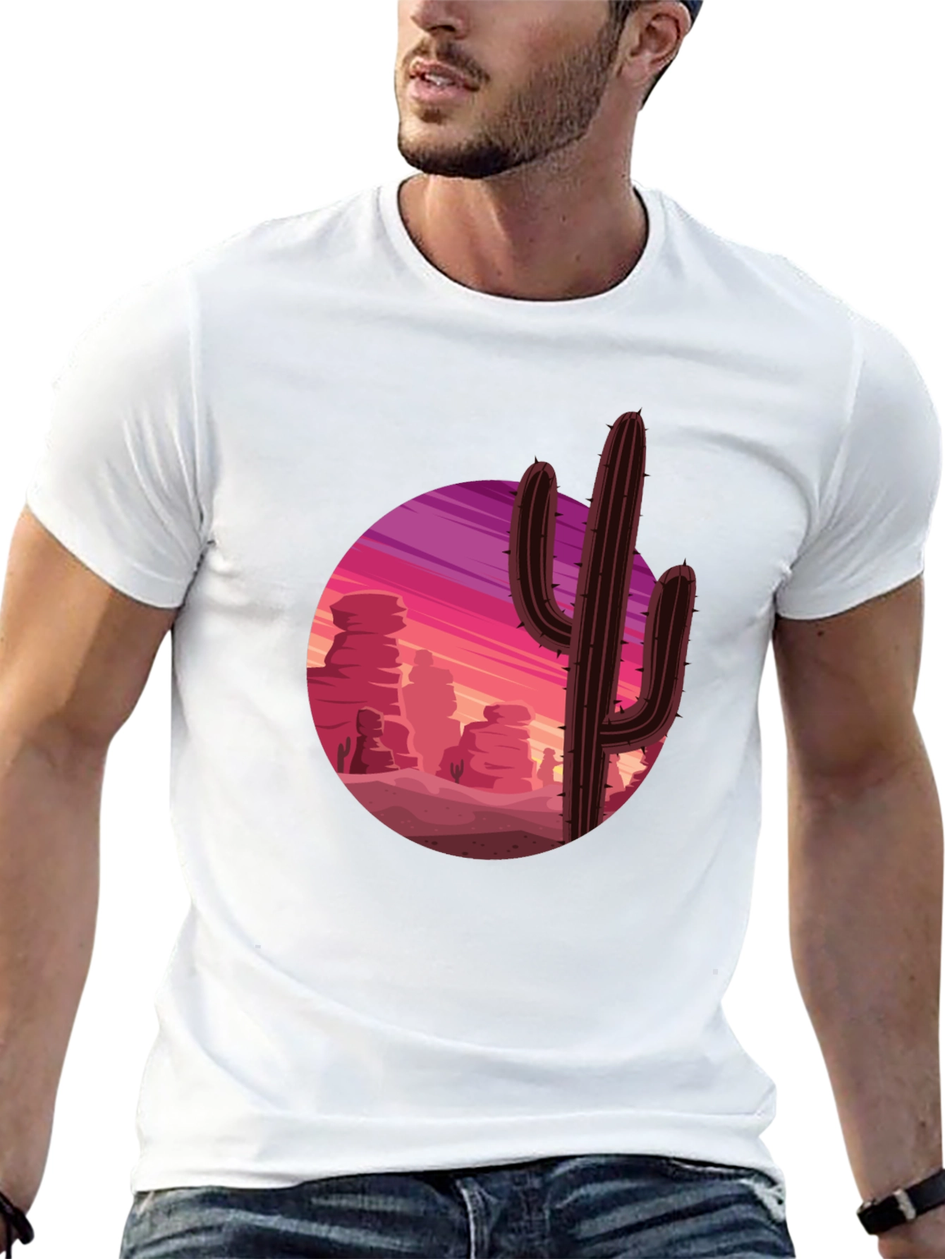Cactus Desert Sunset Graphic Tee - Black