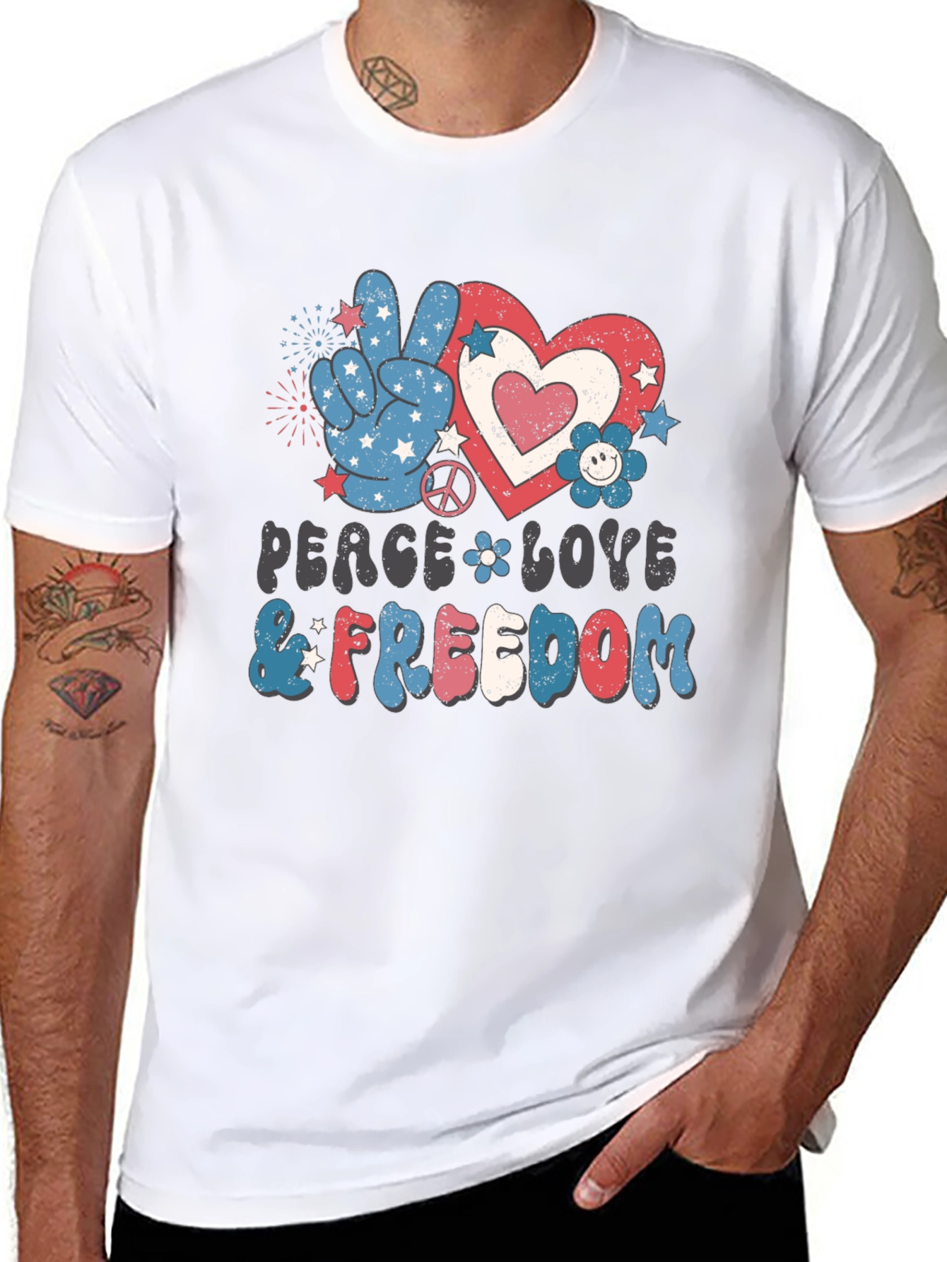 Peace Love and Freedom Patriotic T-Shirt