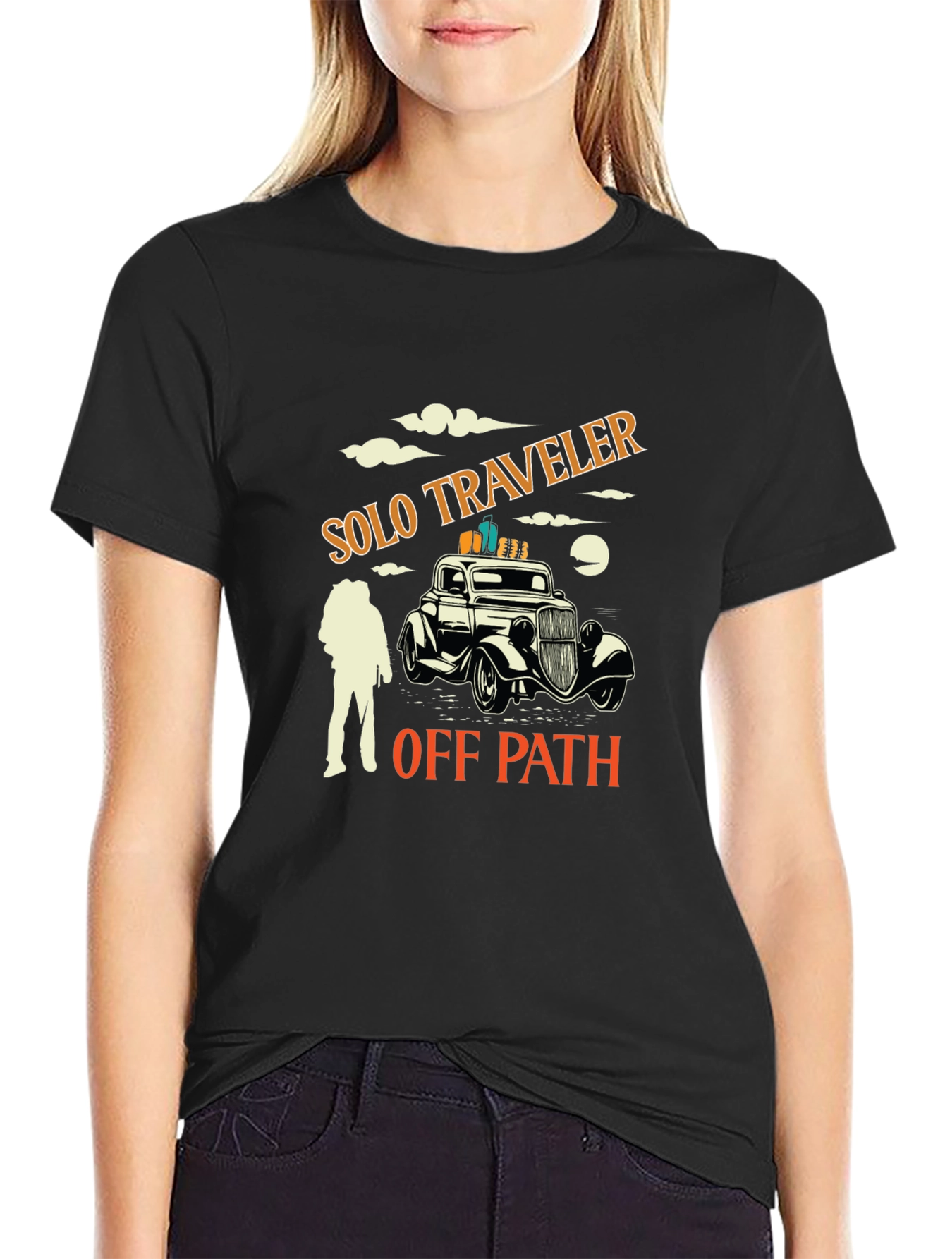 Solo Traveler Black Graphic Tee