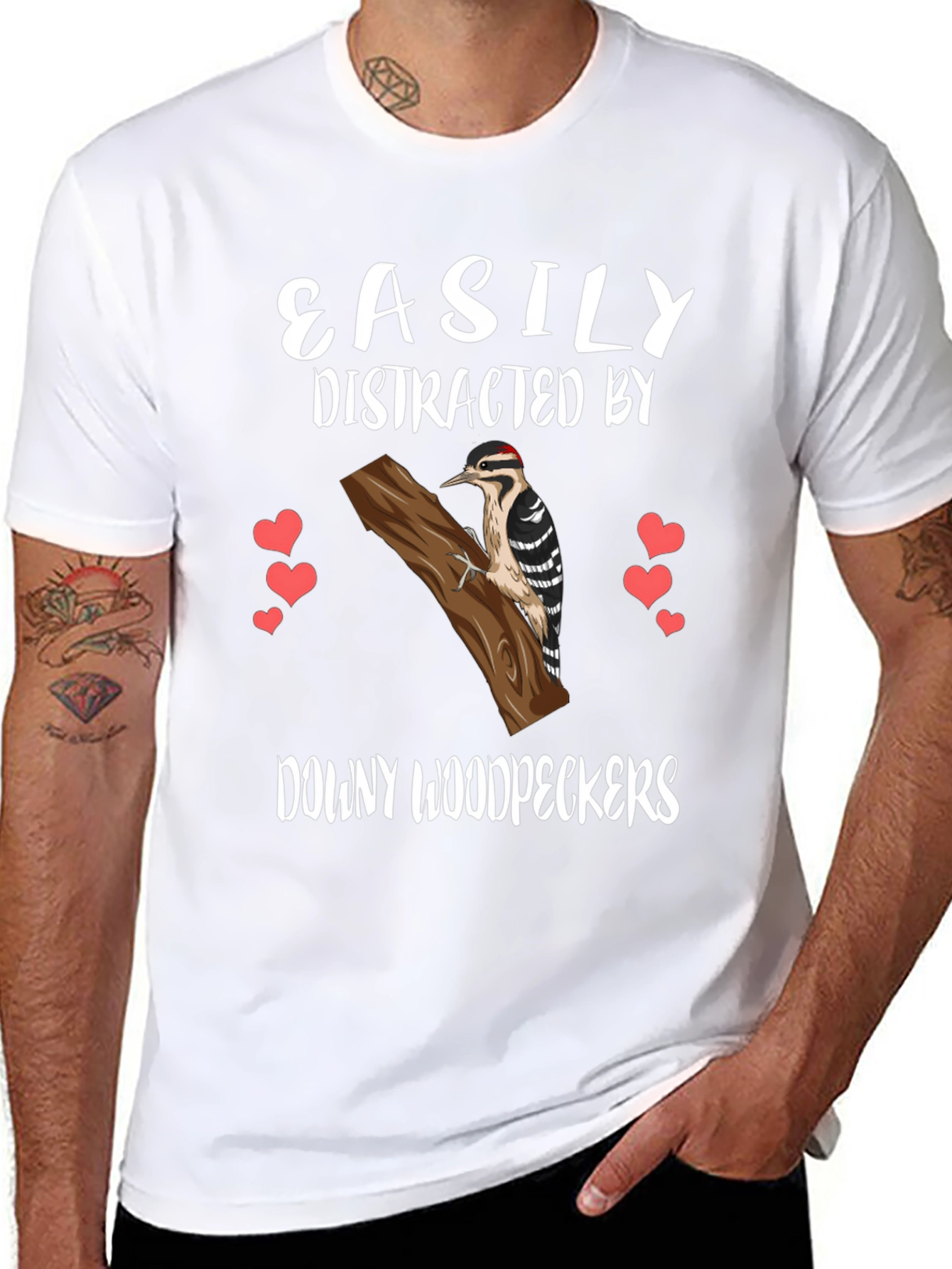 Downy Woodpecker Tee - Easily Distracted Bird Lover Shirt