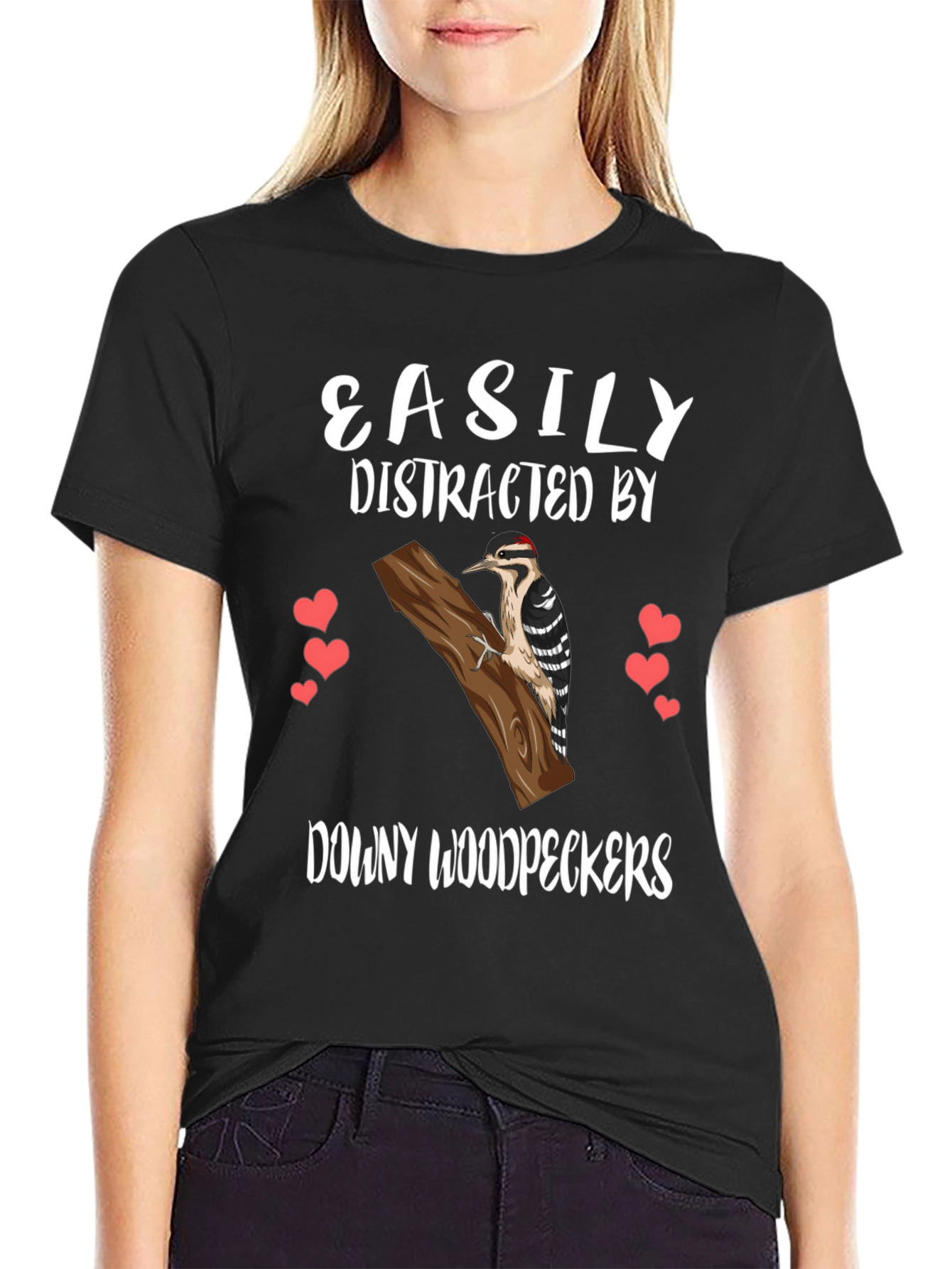 Downy Woodpecker Tee - Easily Distracted Bird Lover Shirt
