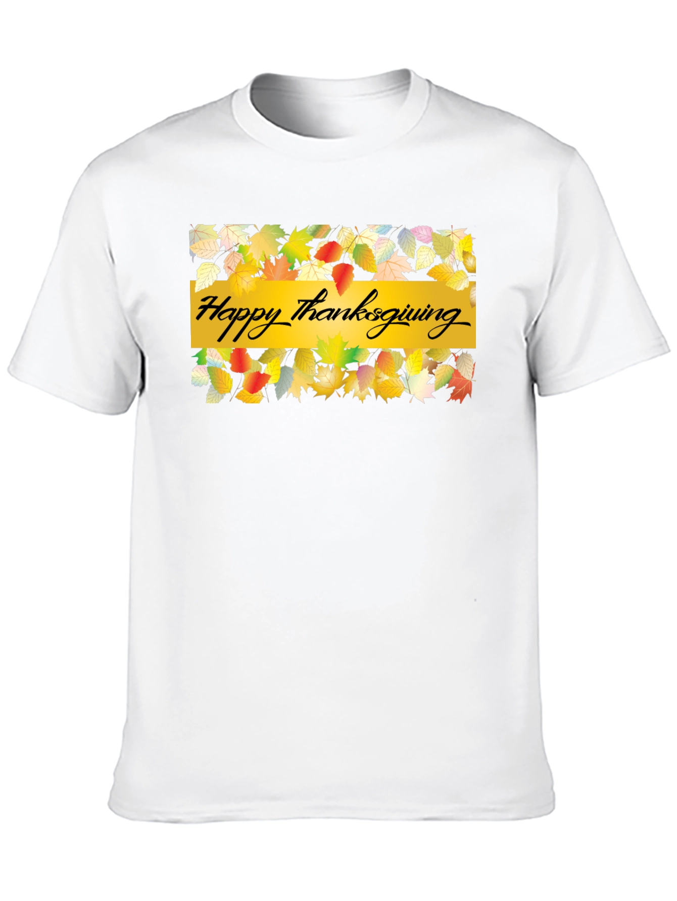 Thanksgiving Leaves Graphic Black T-Shirt