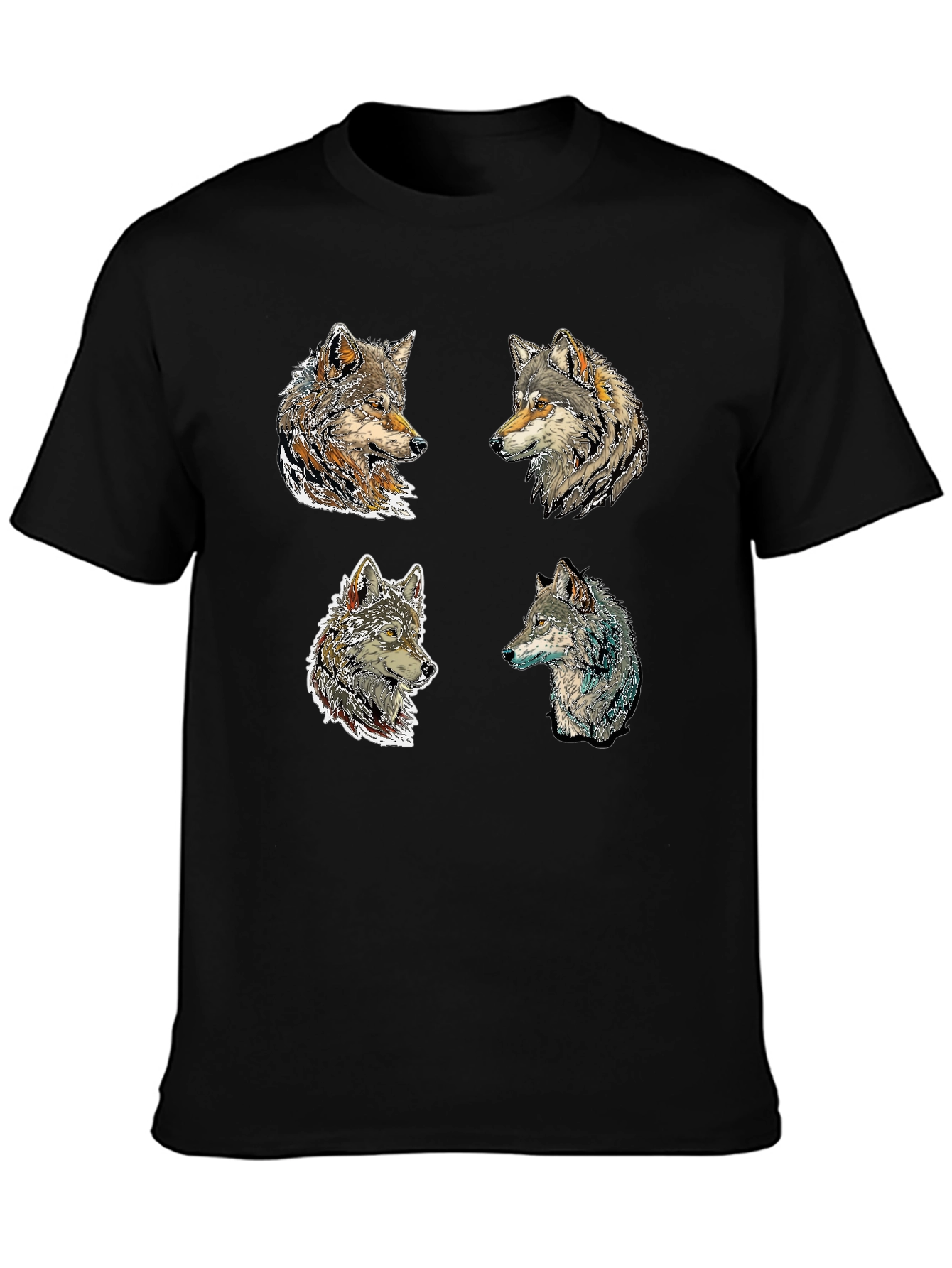 Wolf Pack Portrait Black T-Shirt