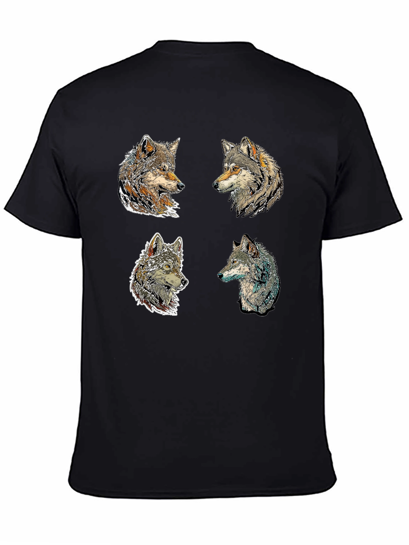 Wolf Pack Portrait Black T-Shirt