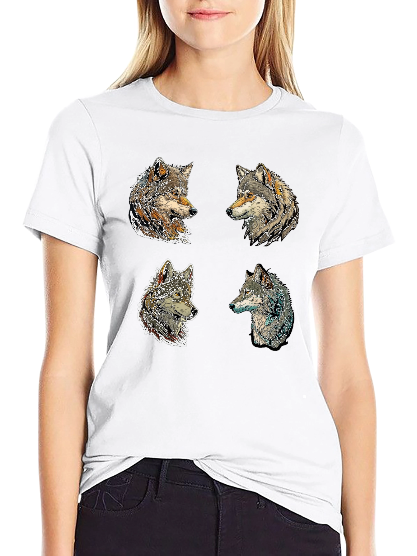 Wolf Pack Portrait Black T-Shirt