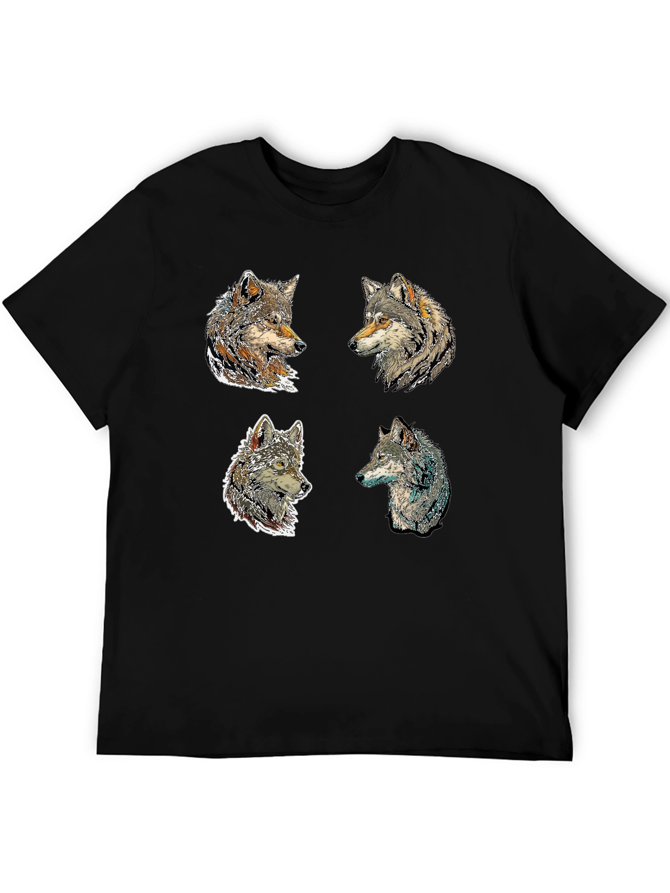 Wolf Pack Portrait Black T-Shirt
