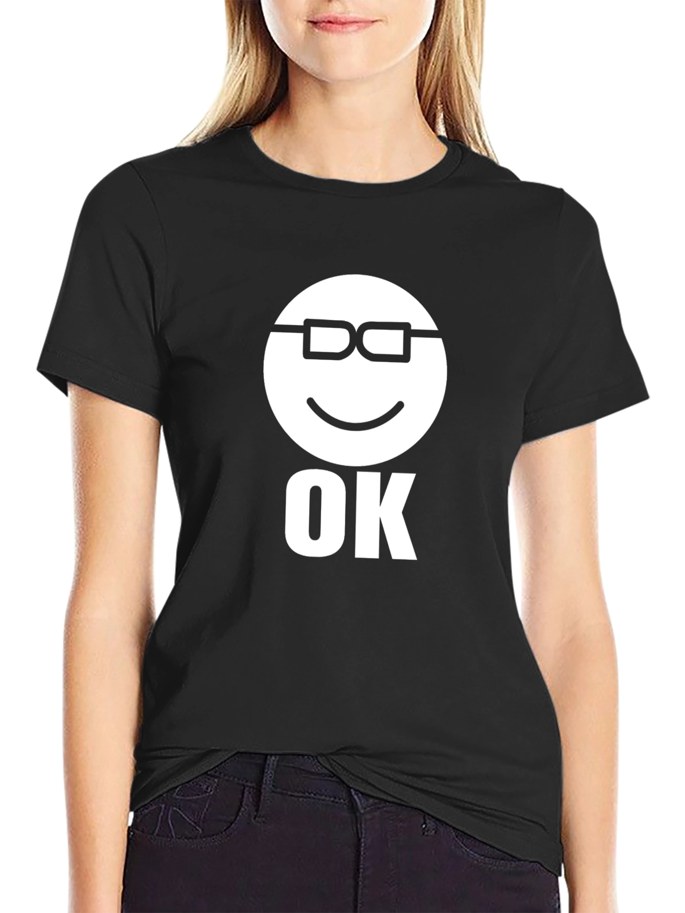 Funny Emoji OK Graphic Tee - Mens Black T-Shirt